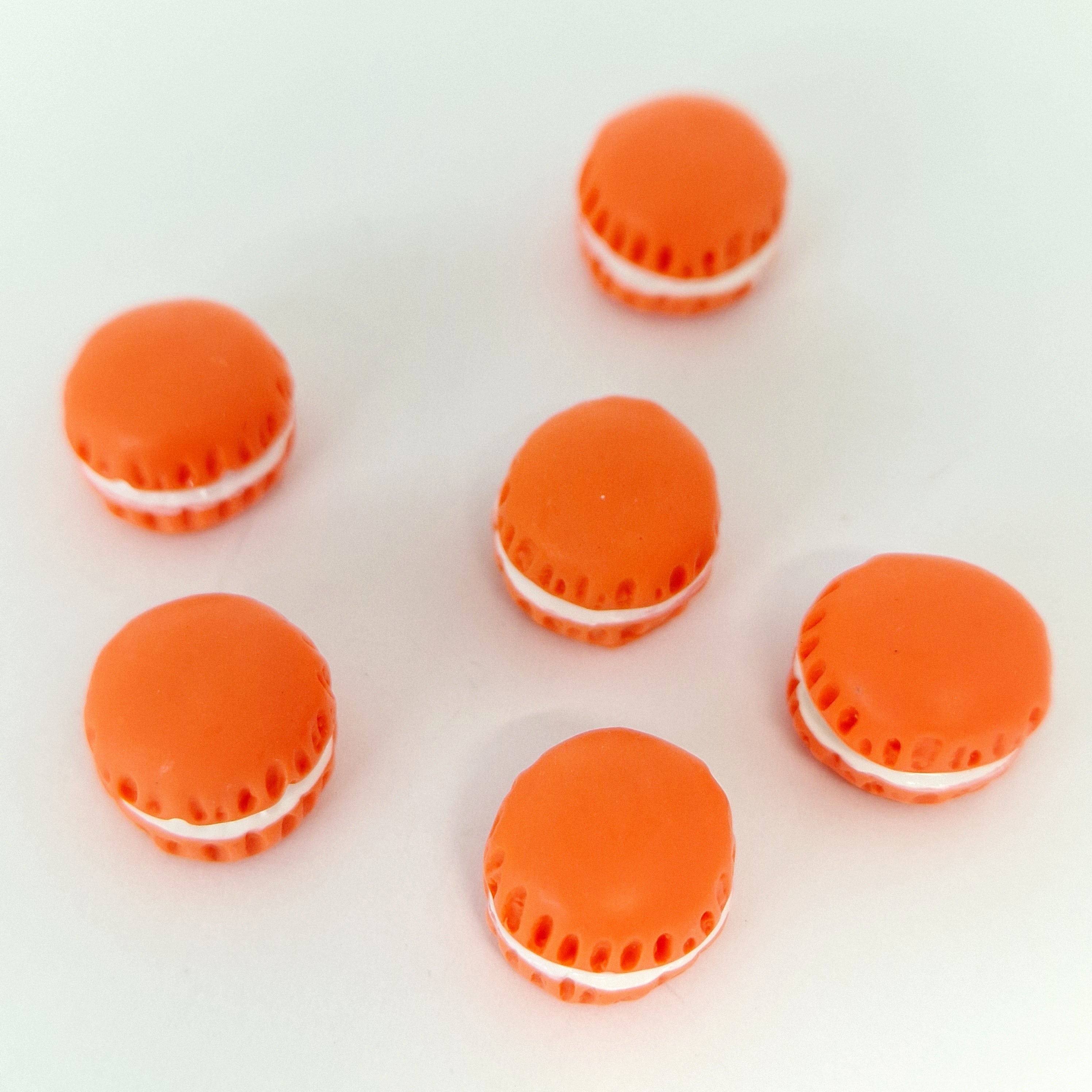 MajorCrafts 6pcs 13mm Orange Flat Back Miniature Cookies and Cream Kawaii Cabochons