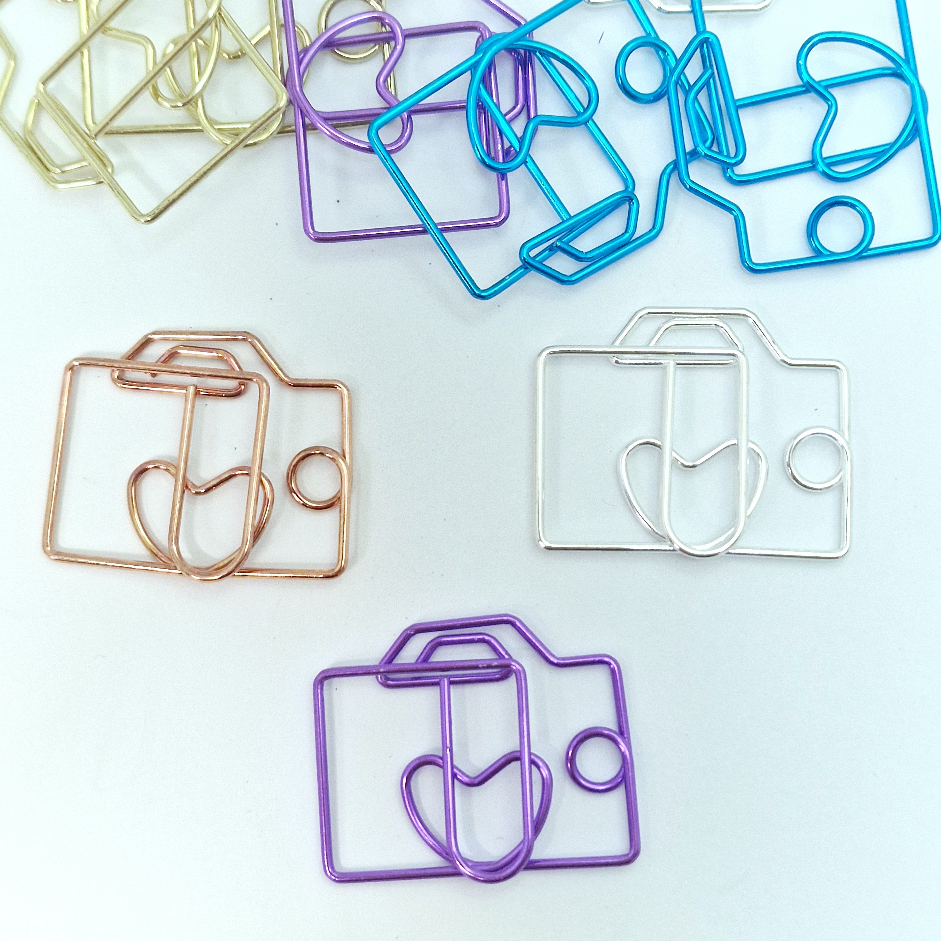 MajorCrafts 10pcs Mixed Colours Camera Shaped Novelty Metal Paper Clips 20x28mm