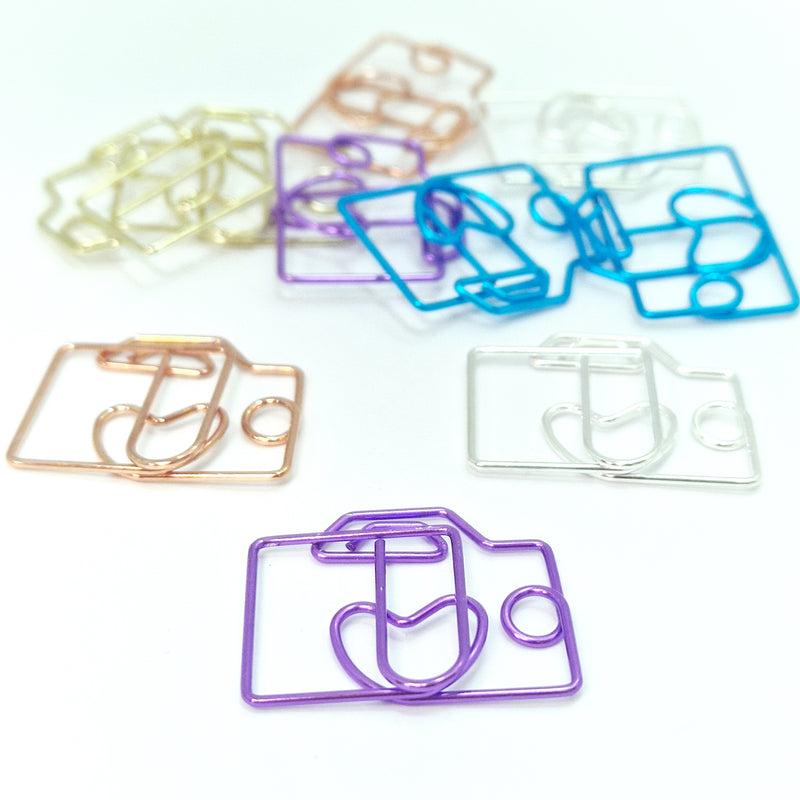 MajorCrafts 10pcs Mixed Colours Camera Shaped Novelty Metal Paper Clips 20x28mm