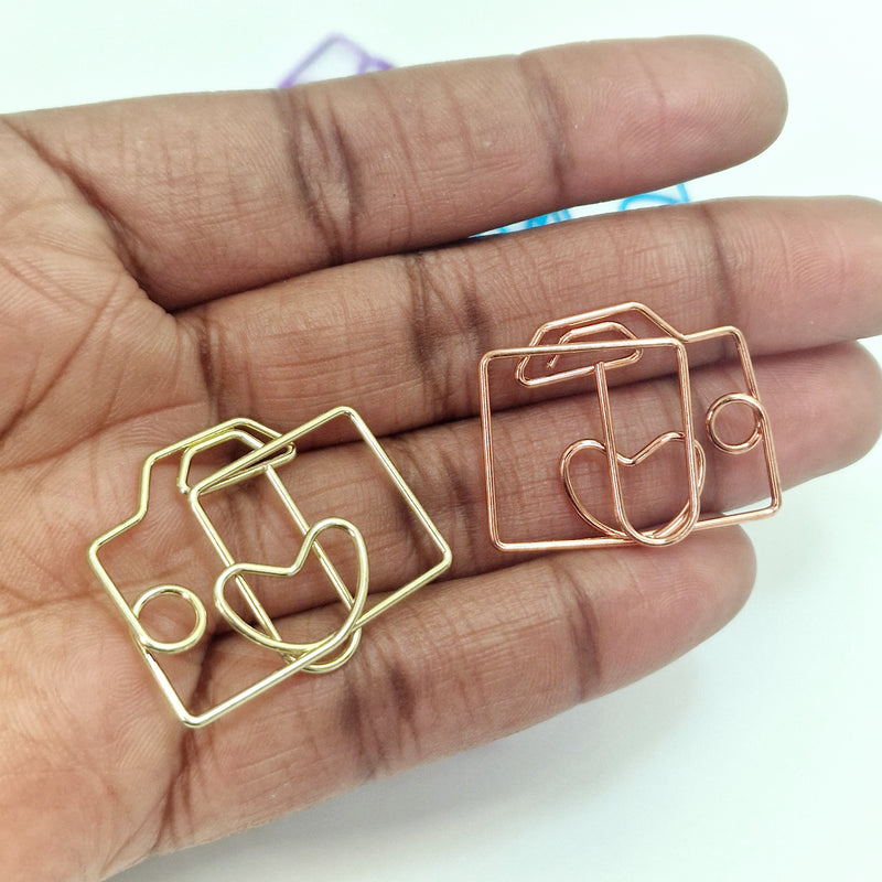MajorCrafts 10pcs Mixed Colours Camera Shaped Novelty Metal Paper Clips 20x28mm