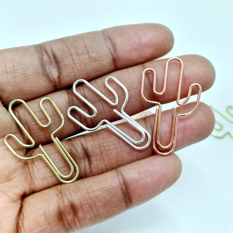 MajorCrafts 10pcs Mixed Colours Cactus Shaped Novelty Metal Paper Clips 35x20mm