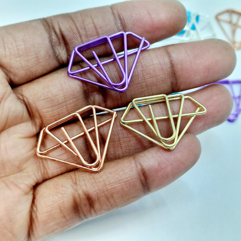 MajorCrafts 10pcs Mixed Colours Diamond Shaped Novelty Metal Paper Clips 30x20mm