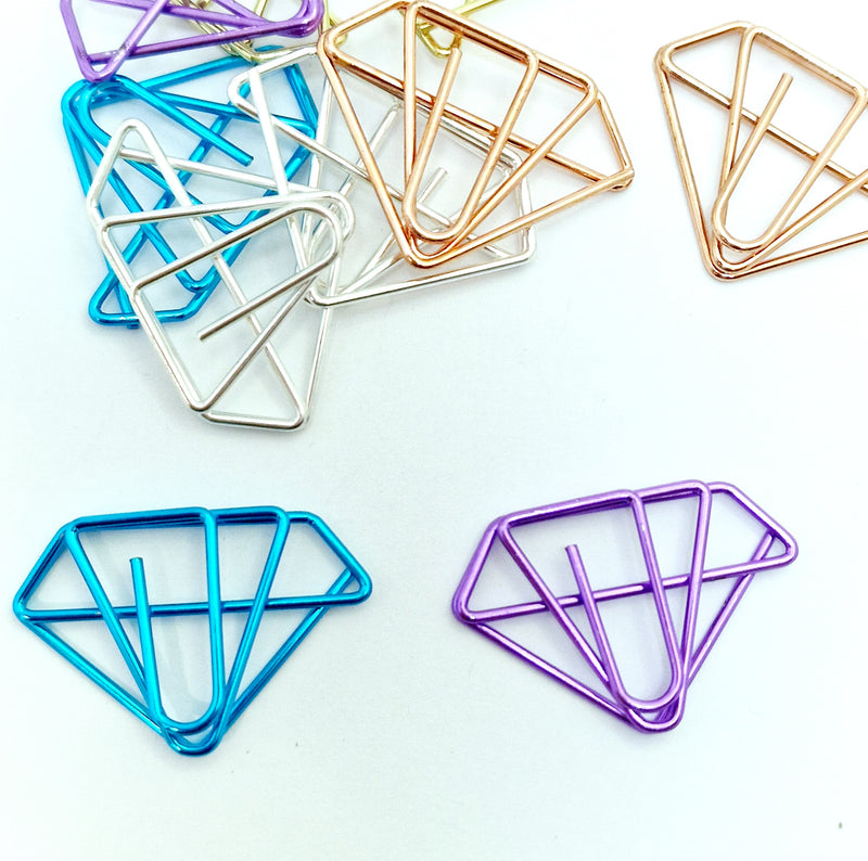 MajorCrafts 10pcs Mixed Colours Diamond Shaped Novelty Metal Paper Clips 30x20mm