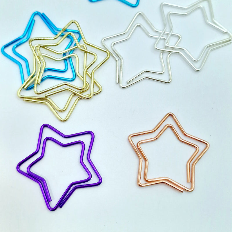 MajorCrafts 10pcs Mixed Colours Star Shaped Novelty Metal Paper Clips 27x27mm