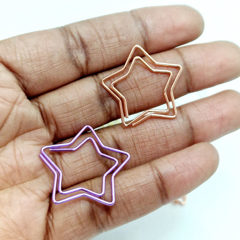 MajorCrafts 10pcs Mixed Colours Star Shaped Novelty Metal Paper Clips 27x27mm