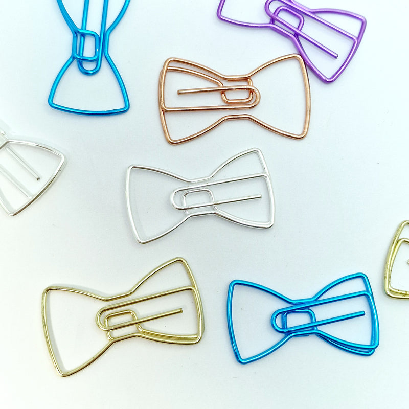 MajorCrafts 9pcs Mixed Colours Bowknot Shaped Novelty Metal Paper Clips 34x17mm