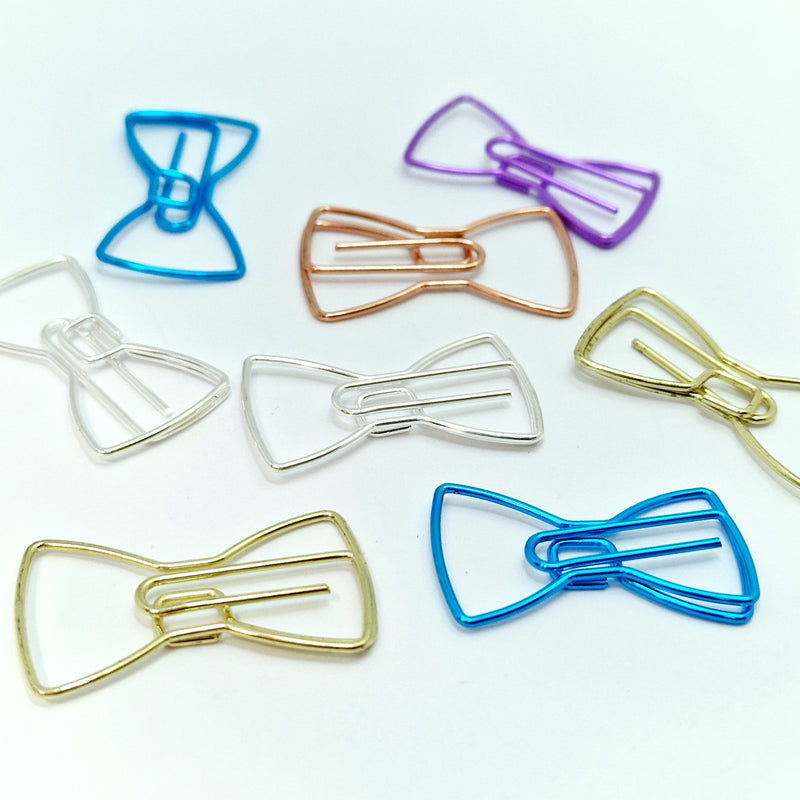 MajorCrafts 9pcs Mixed Colours Bowknot Shaped Novelty Metal Paper Clips 34x17mm