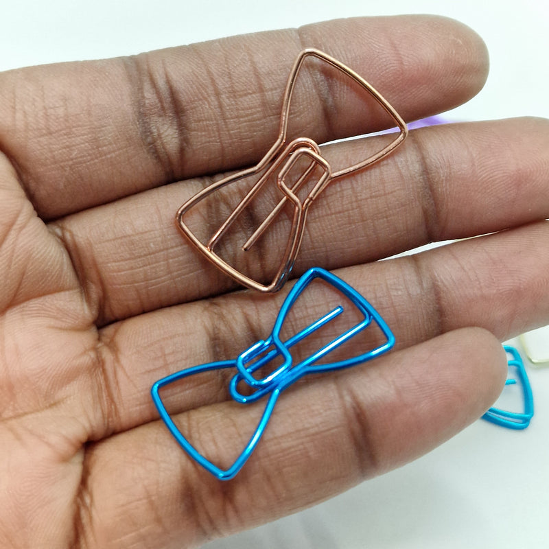 MajorCrafts 9pcs Mixed Colours Bowknot Shaped Novelty Metal Paper Clips 34x17mm
