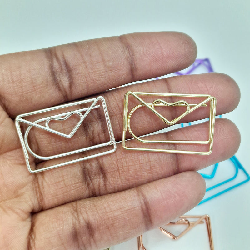 MajorCrafts 10pcs Mixed Colours Envelope Shaped Novelty Metal Paper Clips 28x19mm