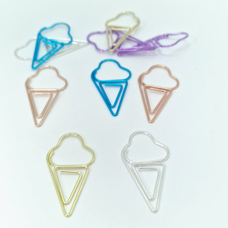 MajorCrafts 10pcs Mixed Colours Ice Cream Shaped Novelty Metal Paper Clips 37x19mm