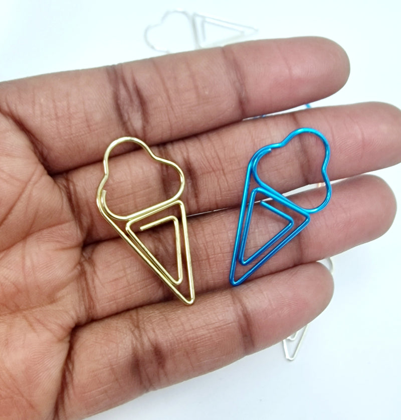 MajorCrafts 10pcs Mixed Colours Ice Cream Shaped Novelty Metal Paper Clips 37x19mm
