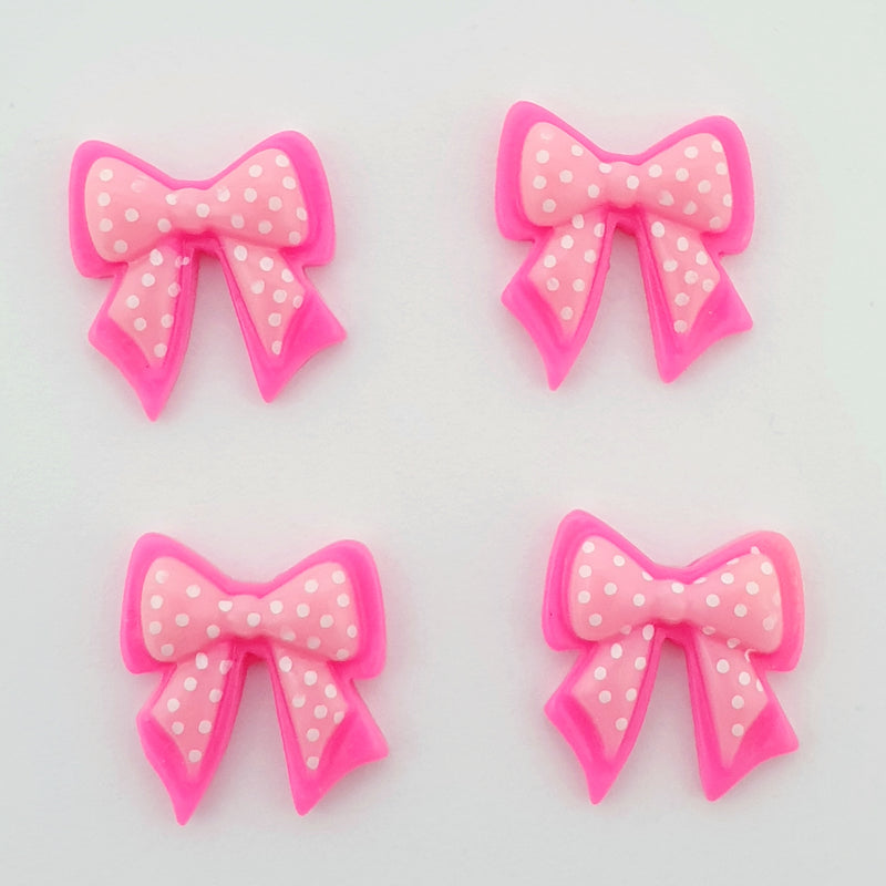 MajorCrafts 10pcs 20mm Pink & White Polka Dot Flat Back Resin Kawaii Bows