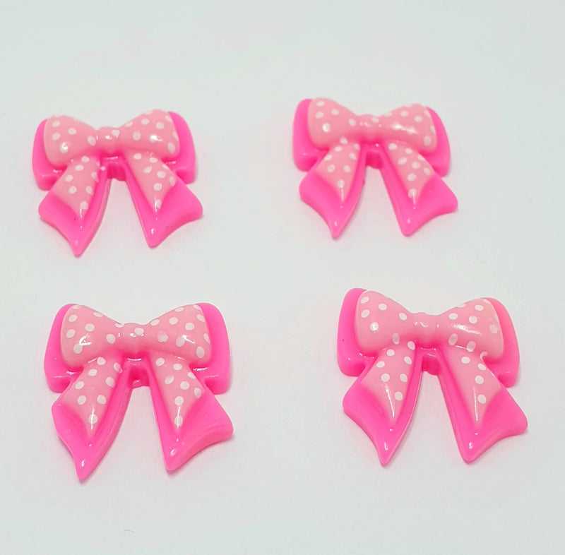 MajorCrafts 10pcs 20mm Pink & White Polka Dot Flat Back Resin Kawaii Bows