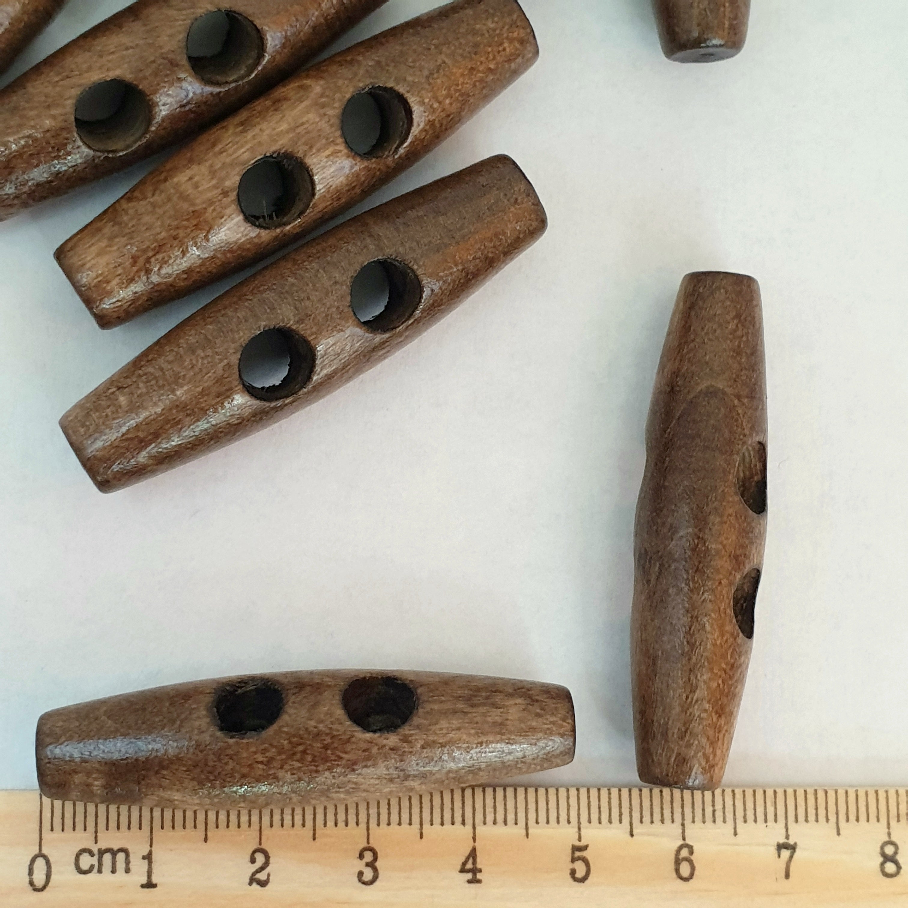 MajorCrafts 12pcs 50mm Peanut Brown 2 Holes Oval Shape Large Sewing Toggle Wooden Buttons