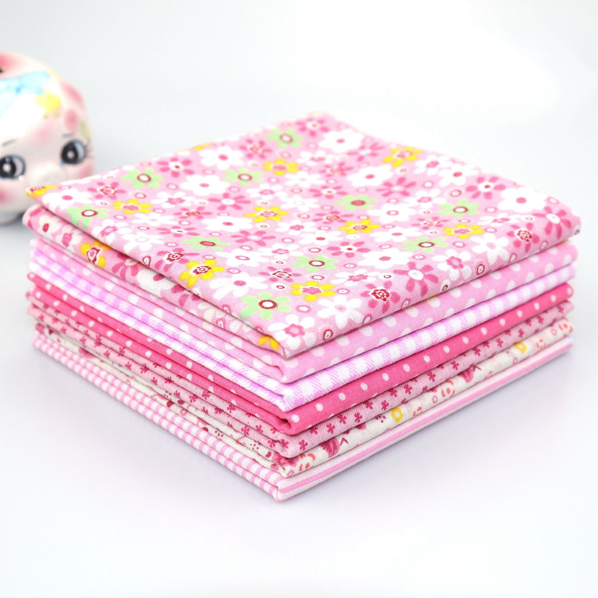 MajorCrafts 7pcs of 50cm x 50cm Mixed Pink Theme Cotton Fabric Patchwork Squares
