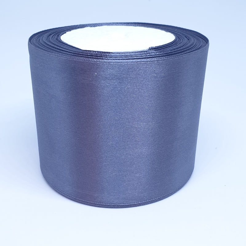 MajorCrafts 75mm wide Dark Grey Single Sided Satin Fabric Ribbon Roll R03