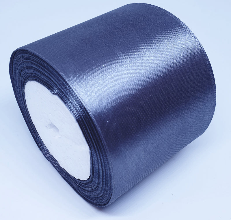MajorCrafts 75mm wide Dark Grey Single Sided Satin Fabric Ribbon Roll R03