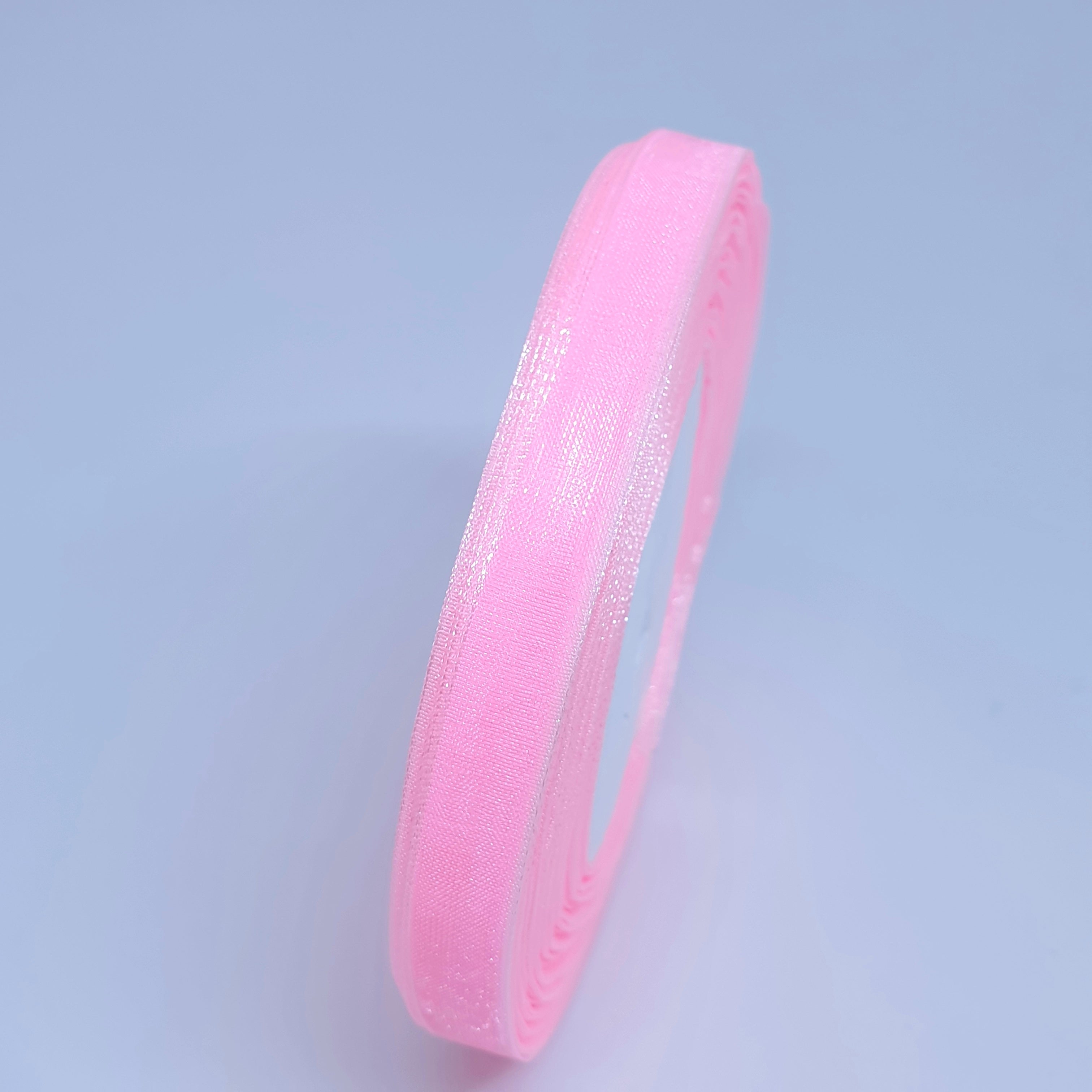 MajorCrafts 10mm 45metres Light Pink Sheer Organza Fabric Ribbon Roll R04