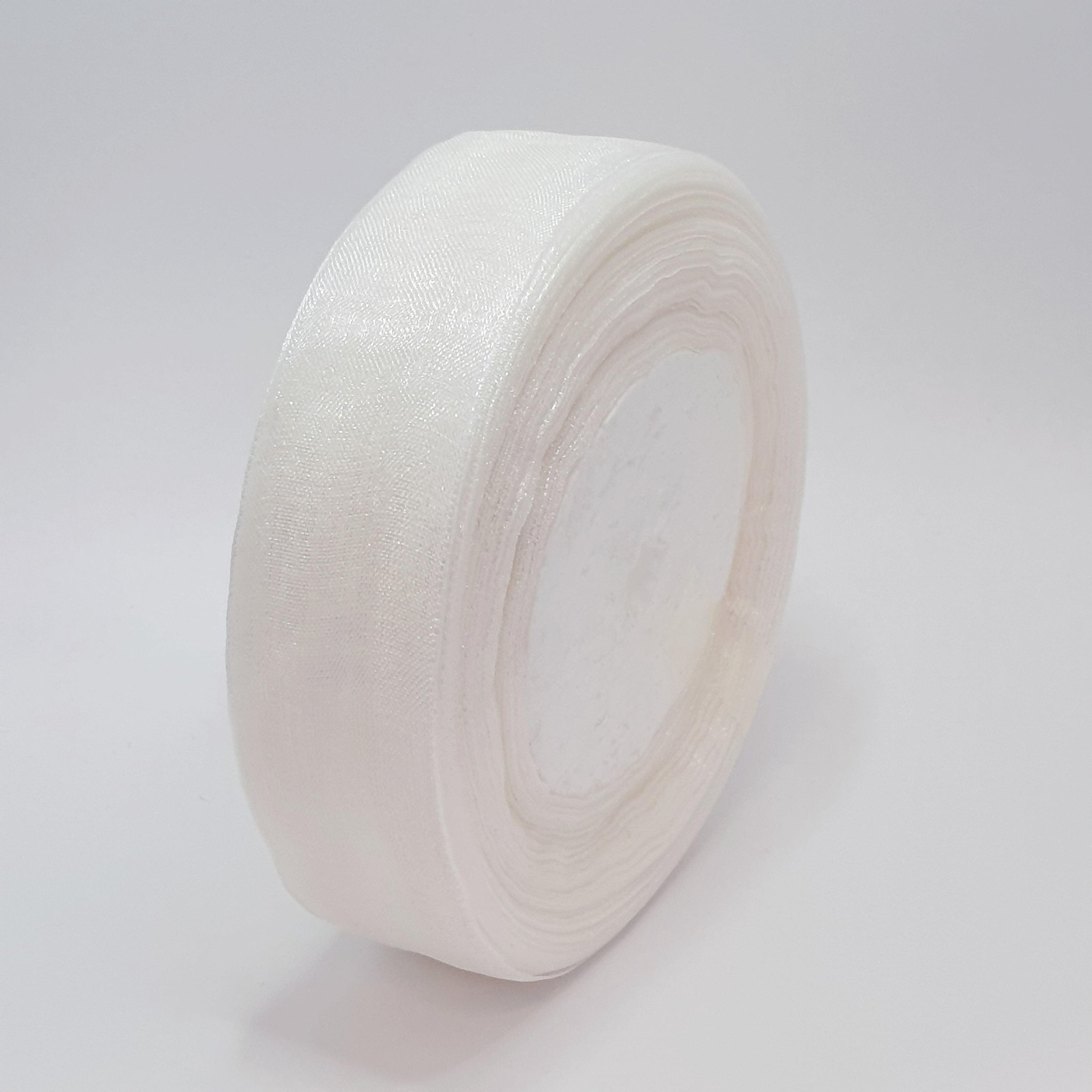 MajorCrafts 25mm 45metres Sheer Organza Fabric Ribbon Roll White R1001