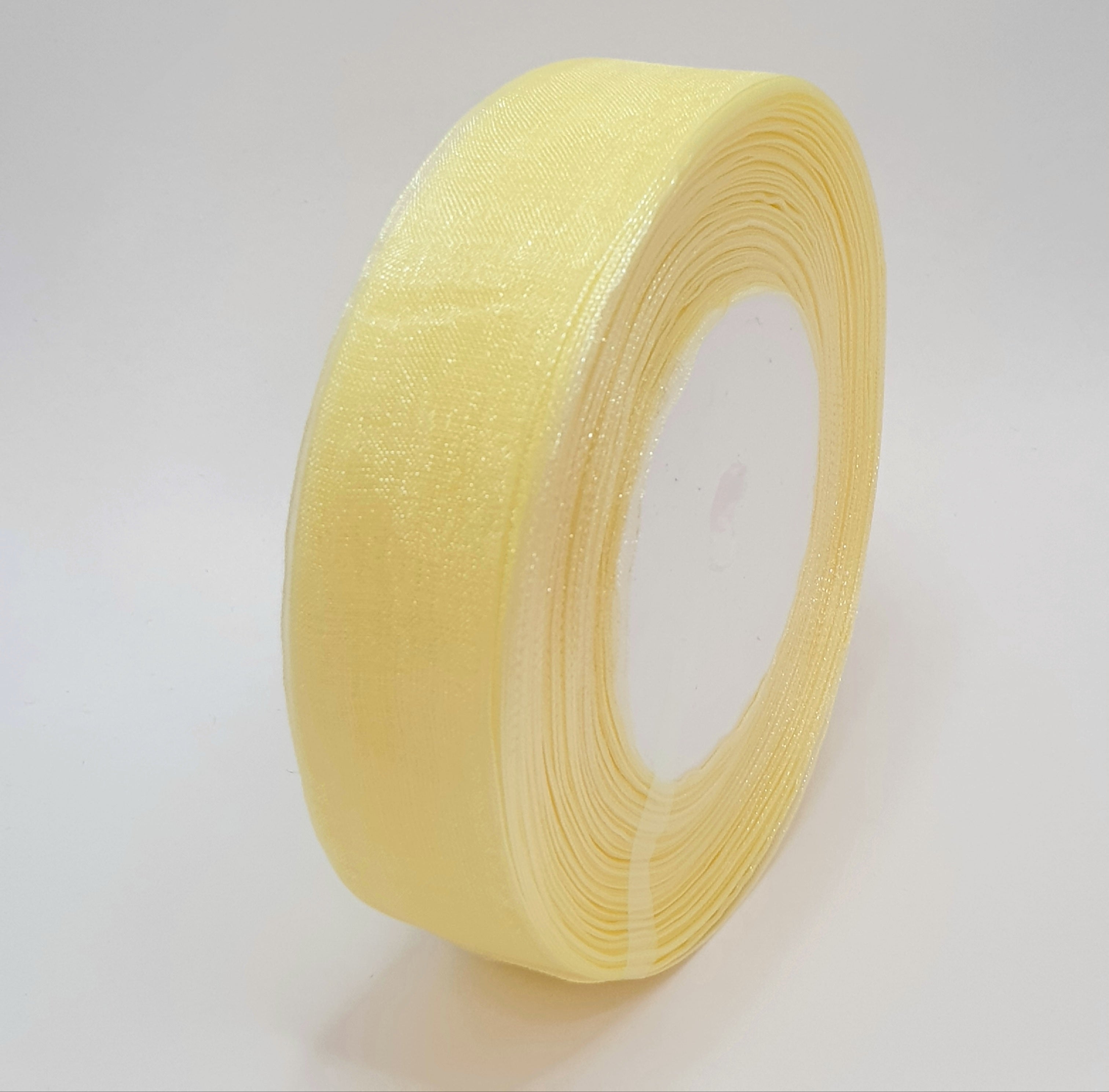 MajorCrafts 25mm 45metres Cream Yellow Sheer Organza Fabric Ribbon Roll R1002