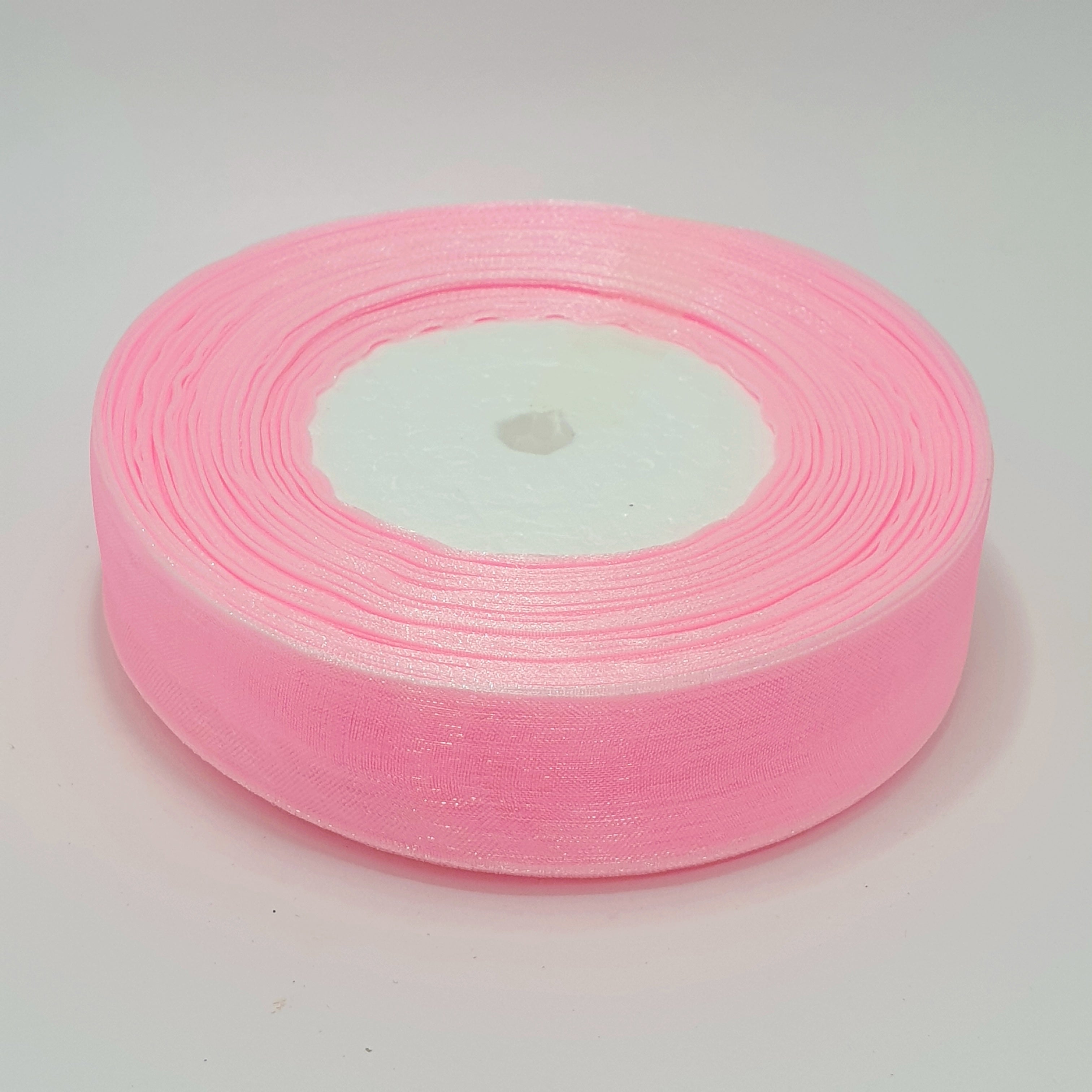 MajorCrafts 25mm 45metres Sheer Organza Fabric Ribbon Roll Pink Shade R1004