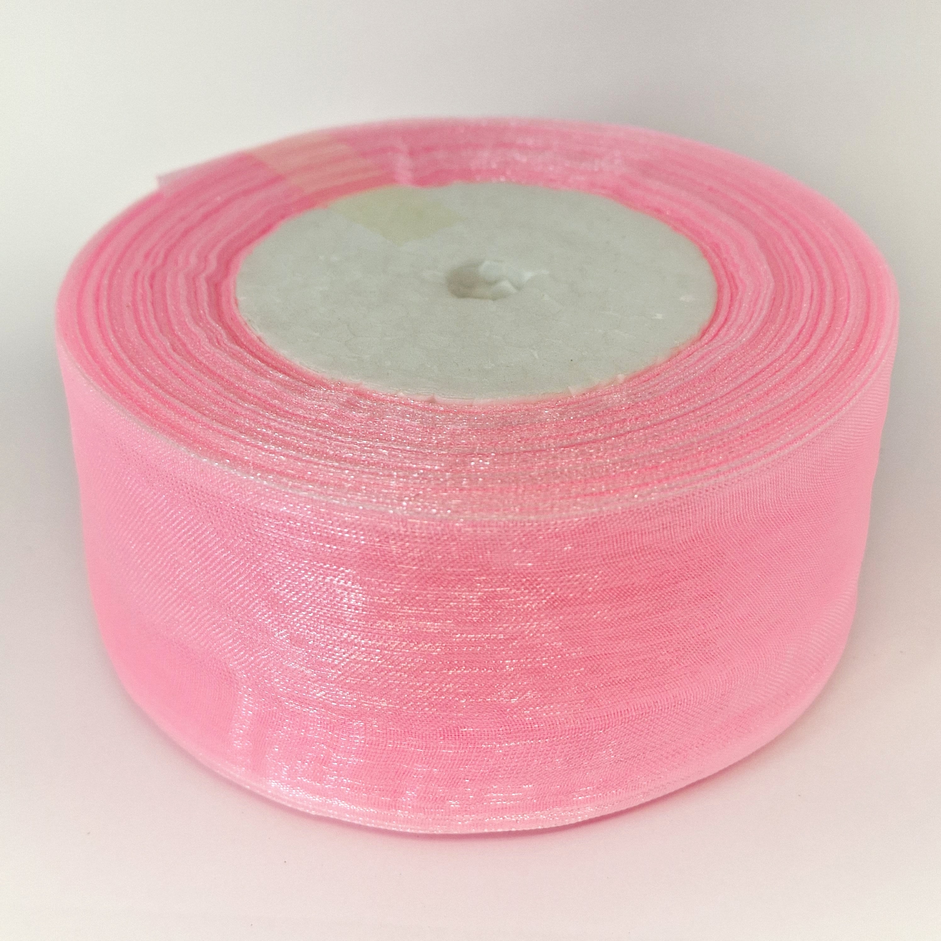 MajorCrafts 50mm 45metres Sheer Organza Fabric Ribbon Roll Light Pink Shade R1004