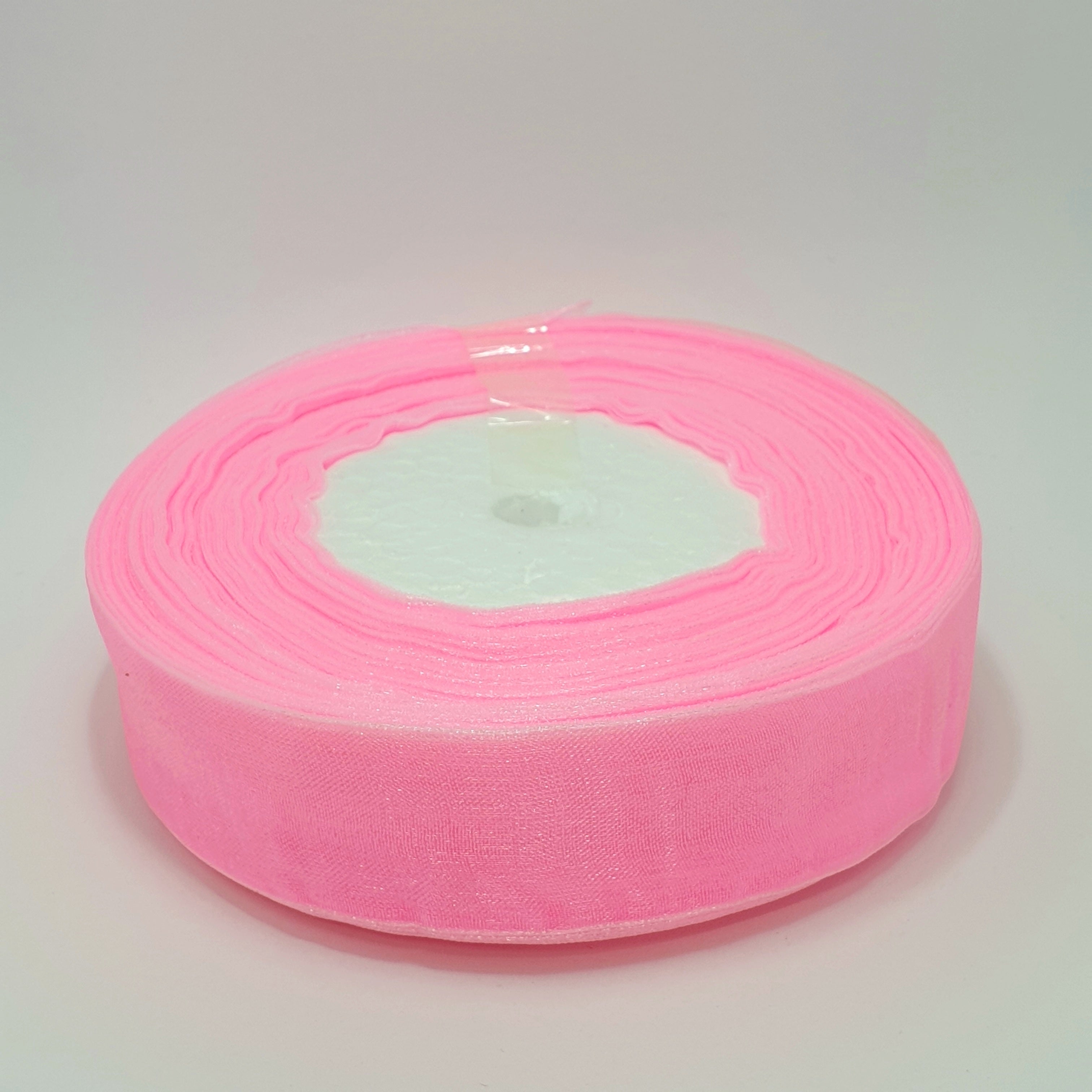 MajorCrafts 25mm 45metres Bubblegum Pink Sheer Organza Fabric Ribbon Roll R1005