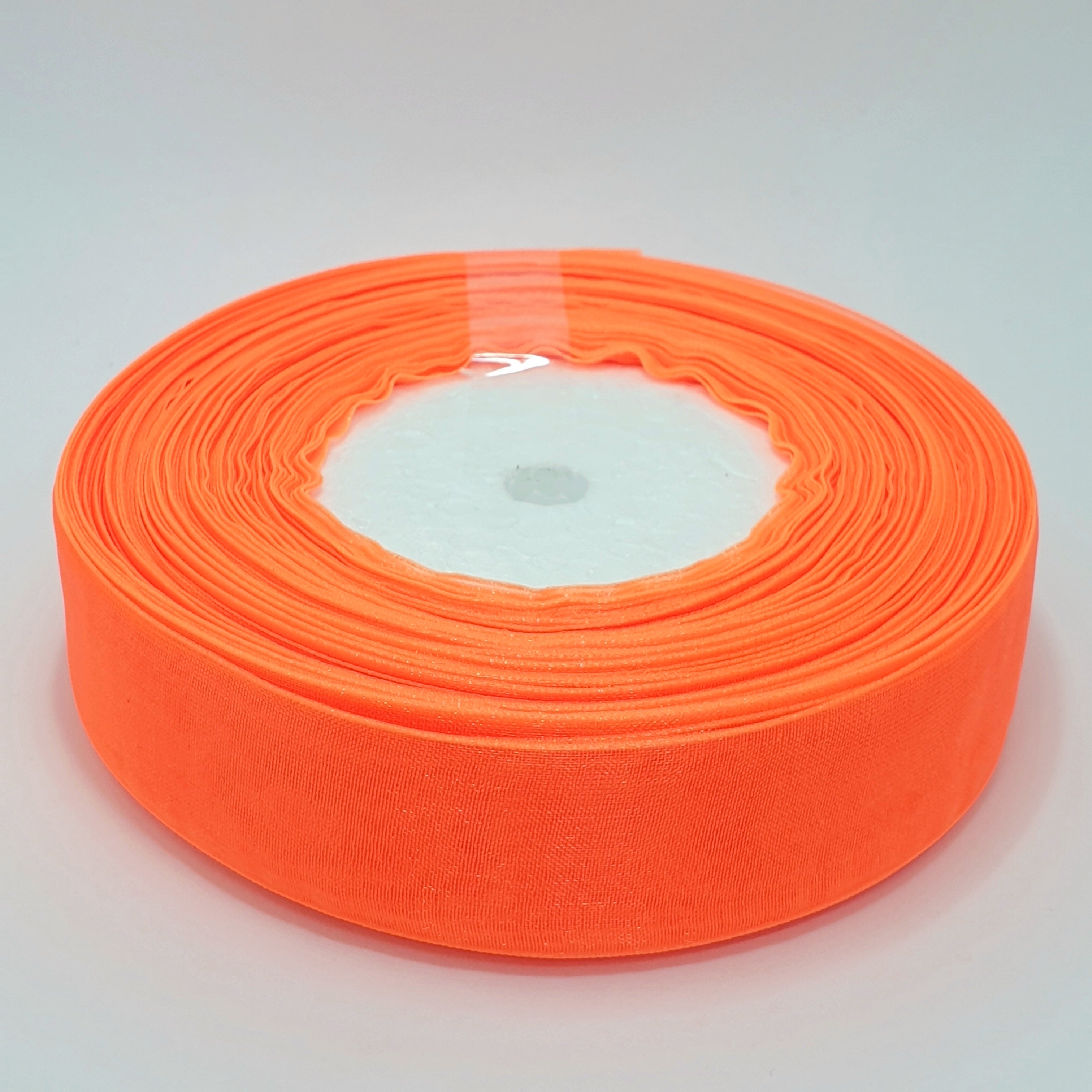 MajorCrafts 25mm 45metres Sheer Organza Fabric Ribbon Roll Bright Orange R1023