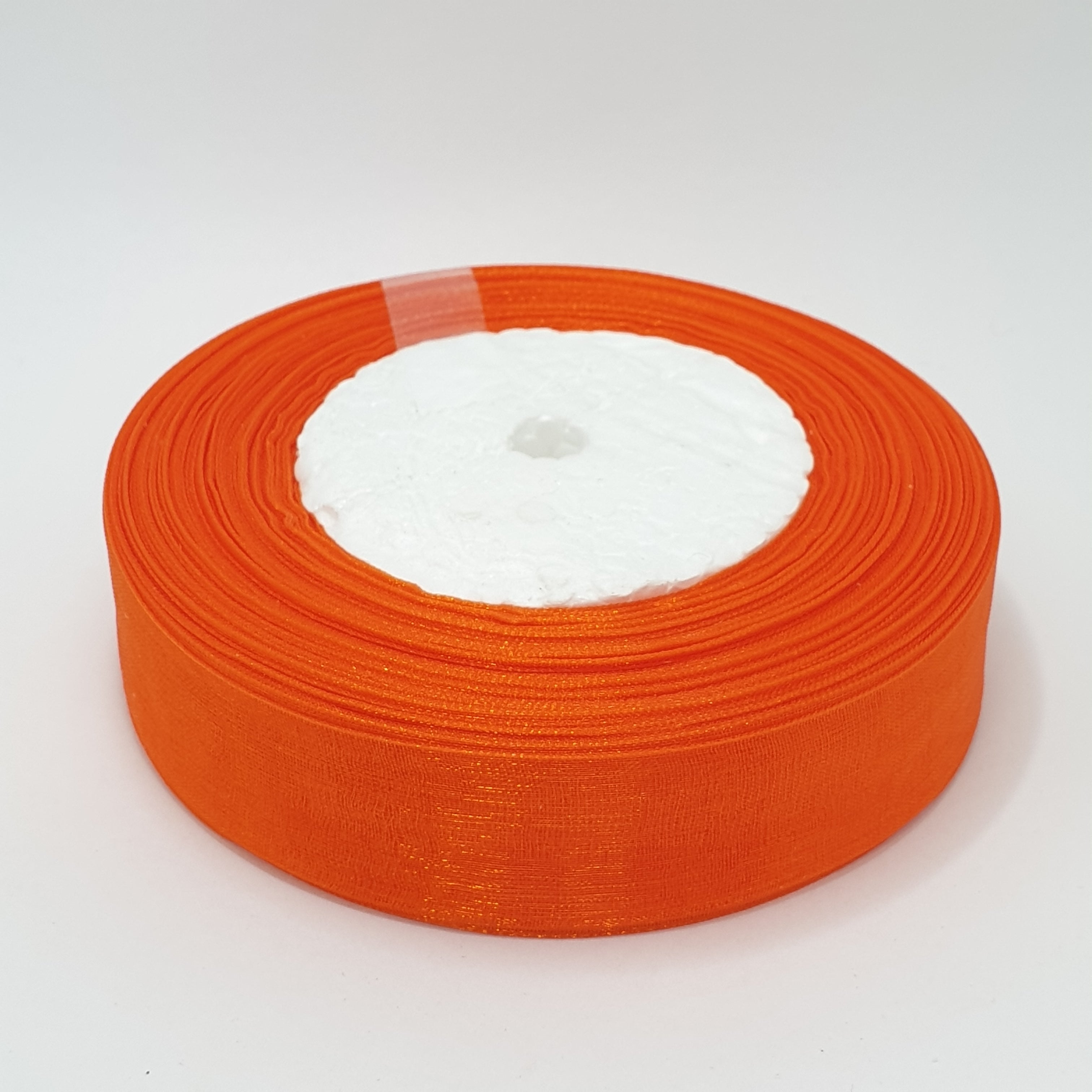 MajorCrafts 25mm 45metres Sheer Organza Fabric Ribbon Roll Orange Shade R1025