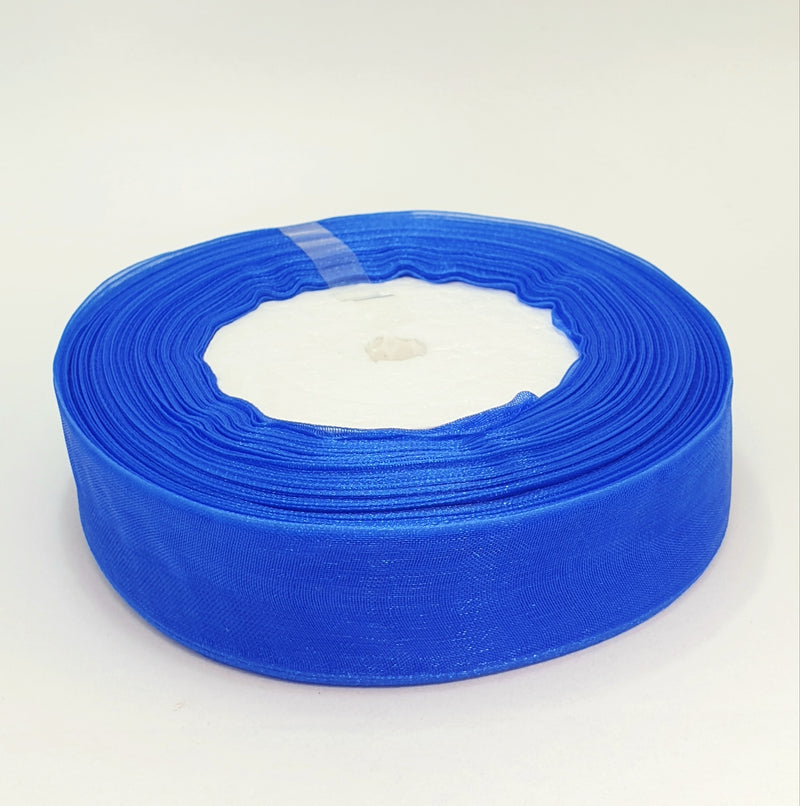 MajorCrafts 25mm 45metres Sheer Organza Fabric Ribbon Roll Royal Blue Shade R1040