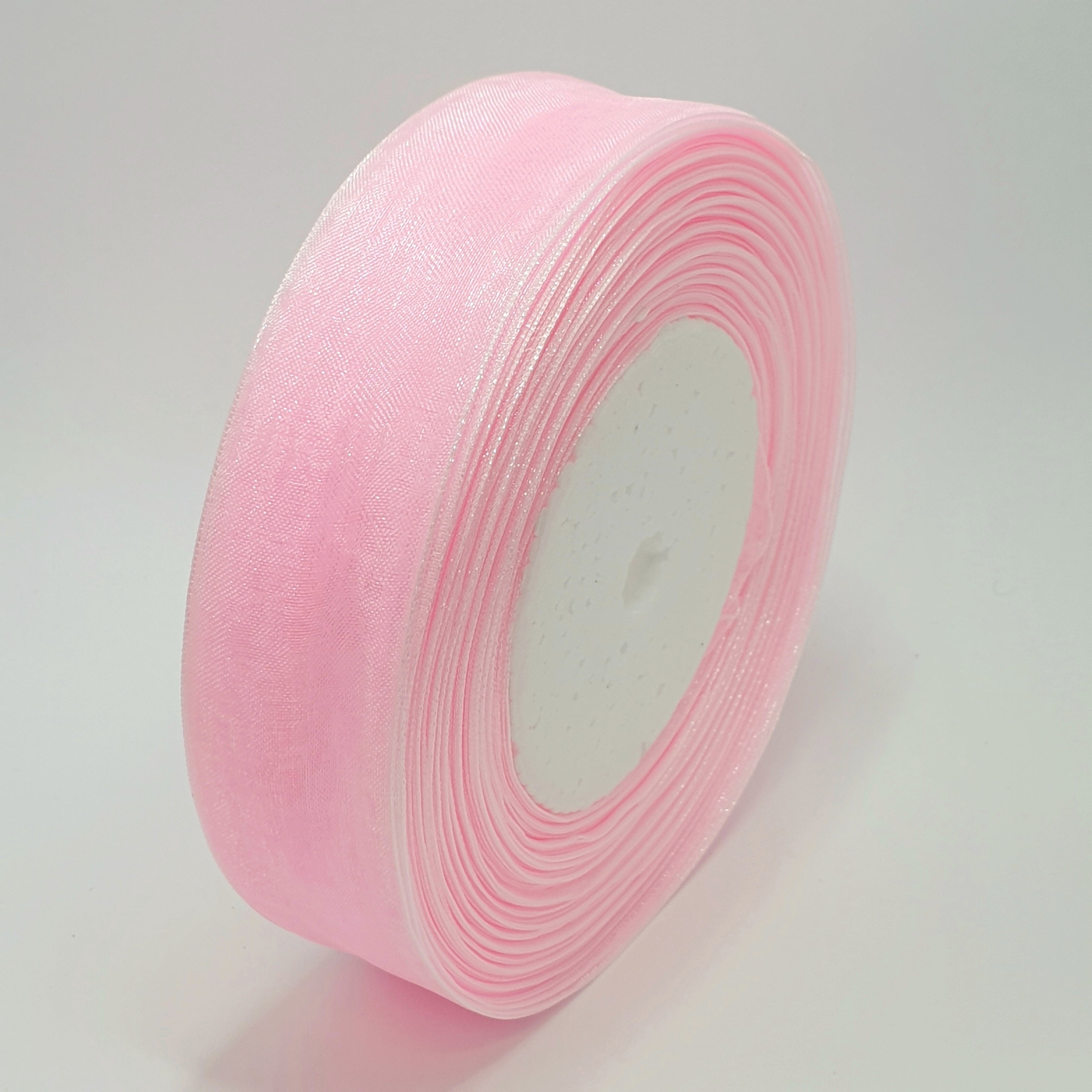 MajorCrafts 25mm 45metres Sheer Organza Fabric Ribbon Roll Pink Shade R1043