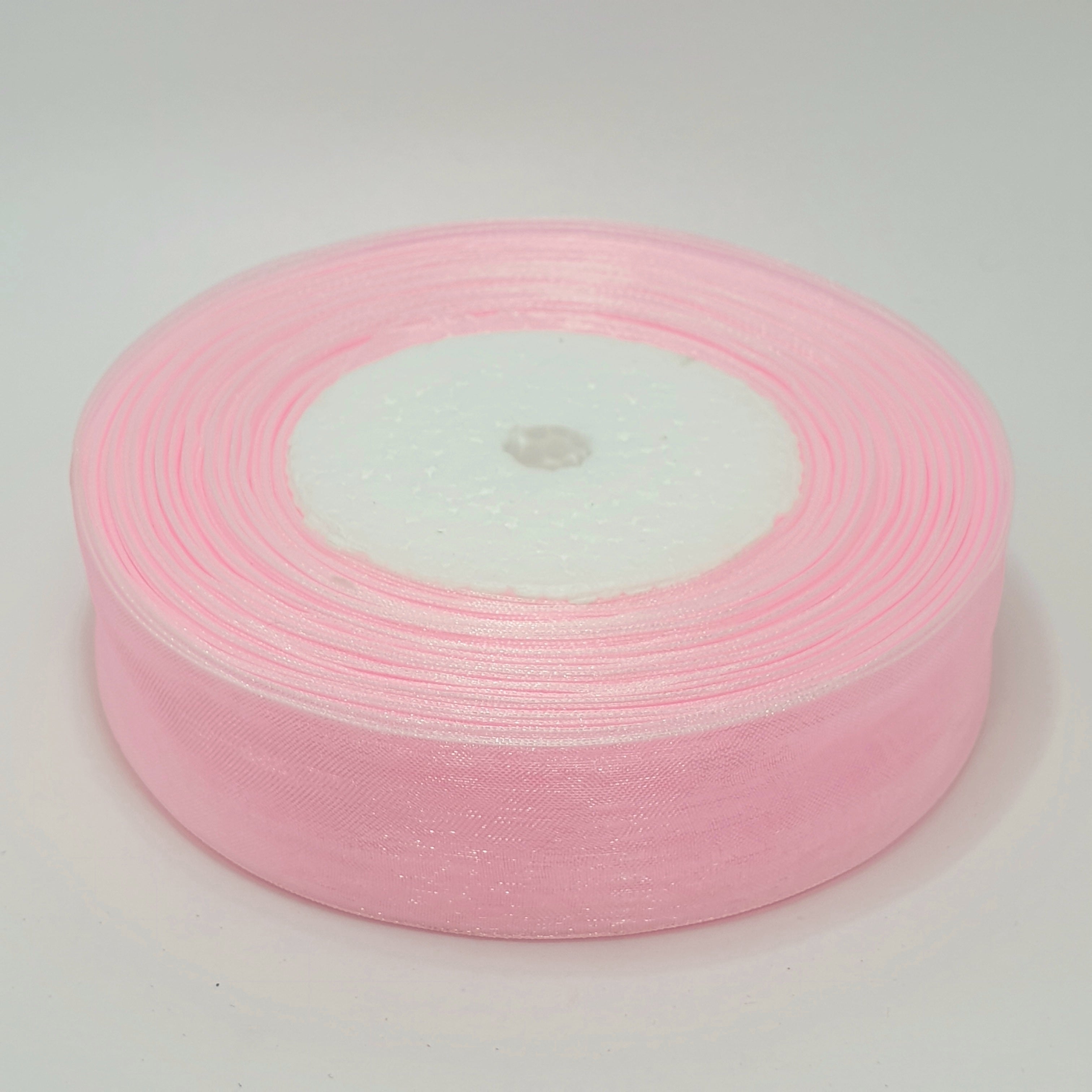 MajorCrafts 25mm 45metres Sheer Organza Fabric Ribbon Roll Pink Shade R1043
