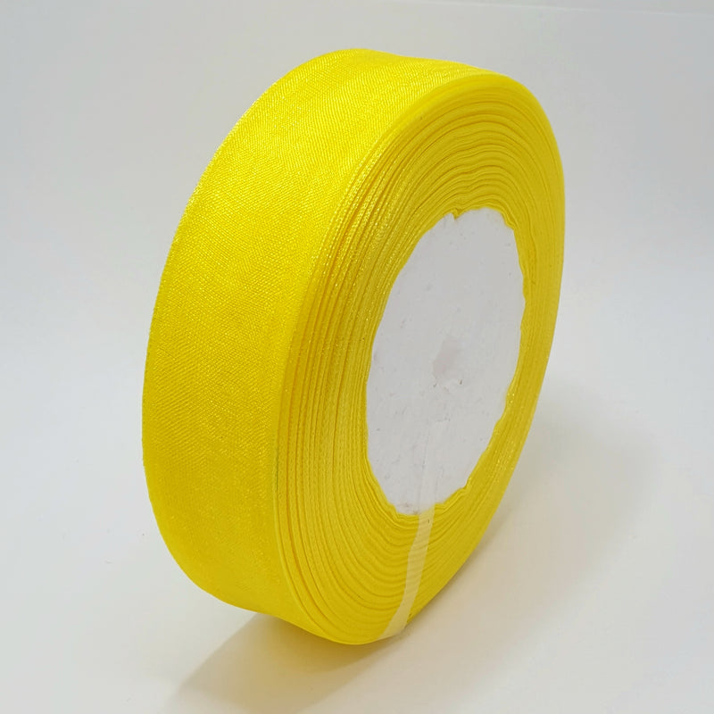 MajorCrafts 25mm 45metres Sheer Organza Fabric Ribbon Roll Yellow Shade R1142