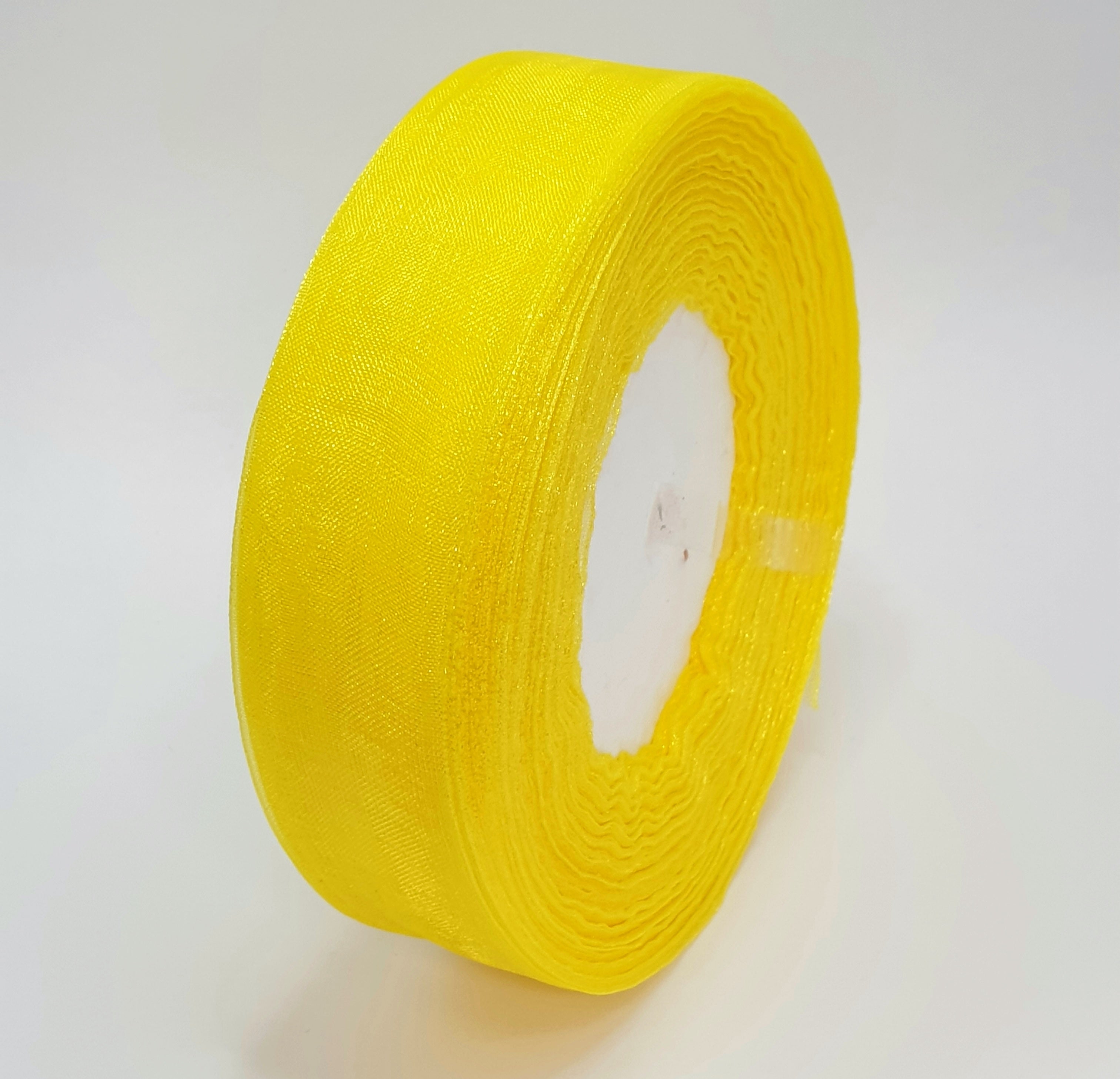 MajorCrafts 25mm 45metres Sheer Organza Fabric Ribbon Roll Yellow Shade R1142