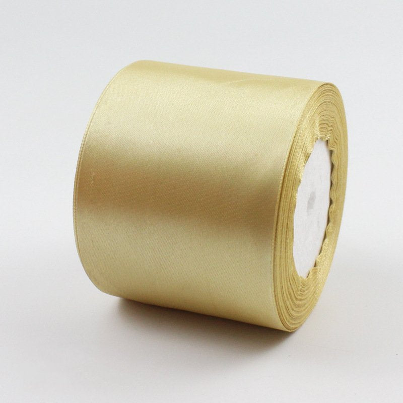 MajorCrafts 75mm wide Yellow Gold Single Sided Satin Fabric Ribbon Roll R156