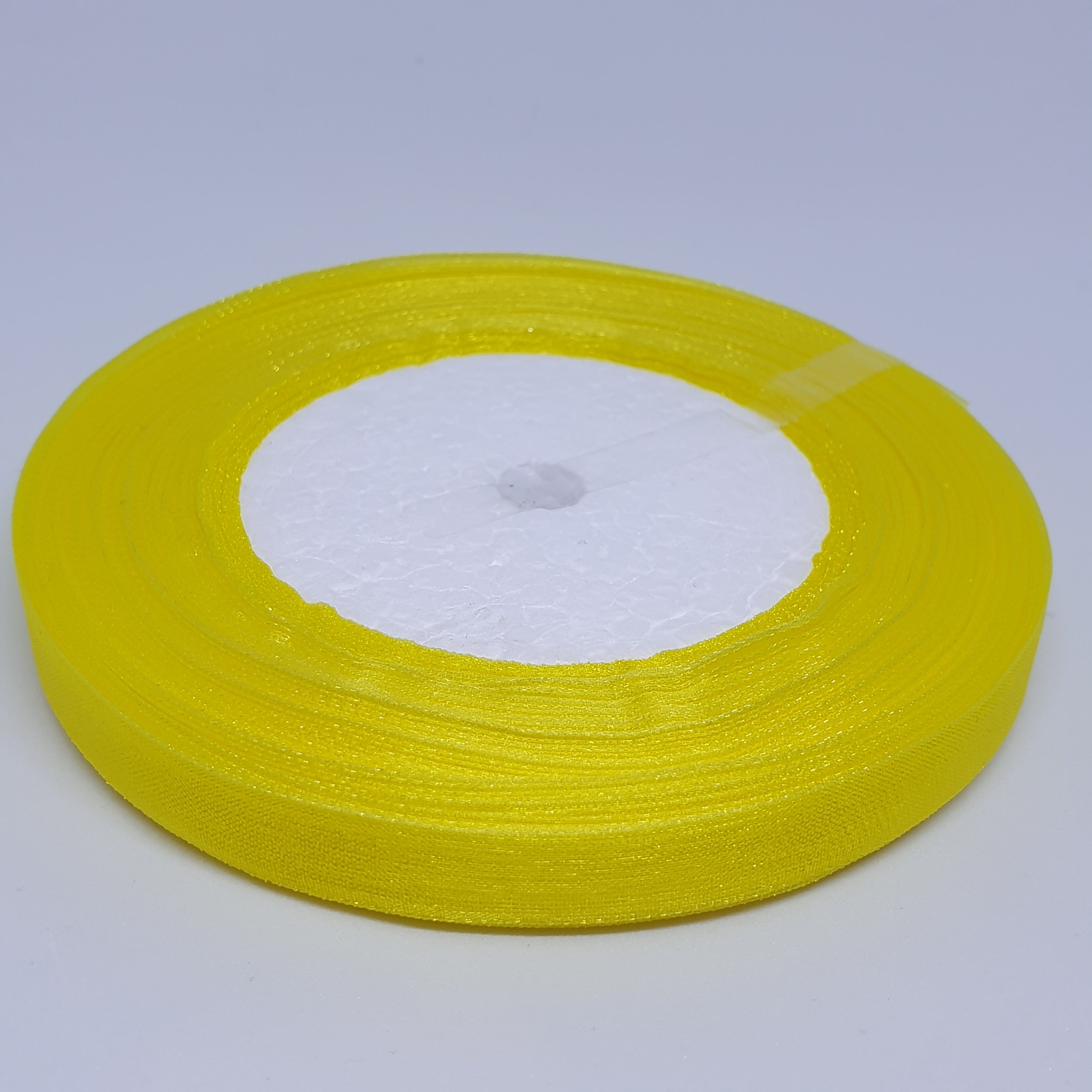 MajorCrafts 10mm 45metres Bright Yellow Sheer Organza Fabric Ribbon Roll R15