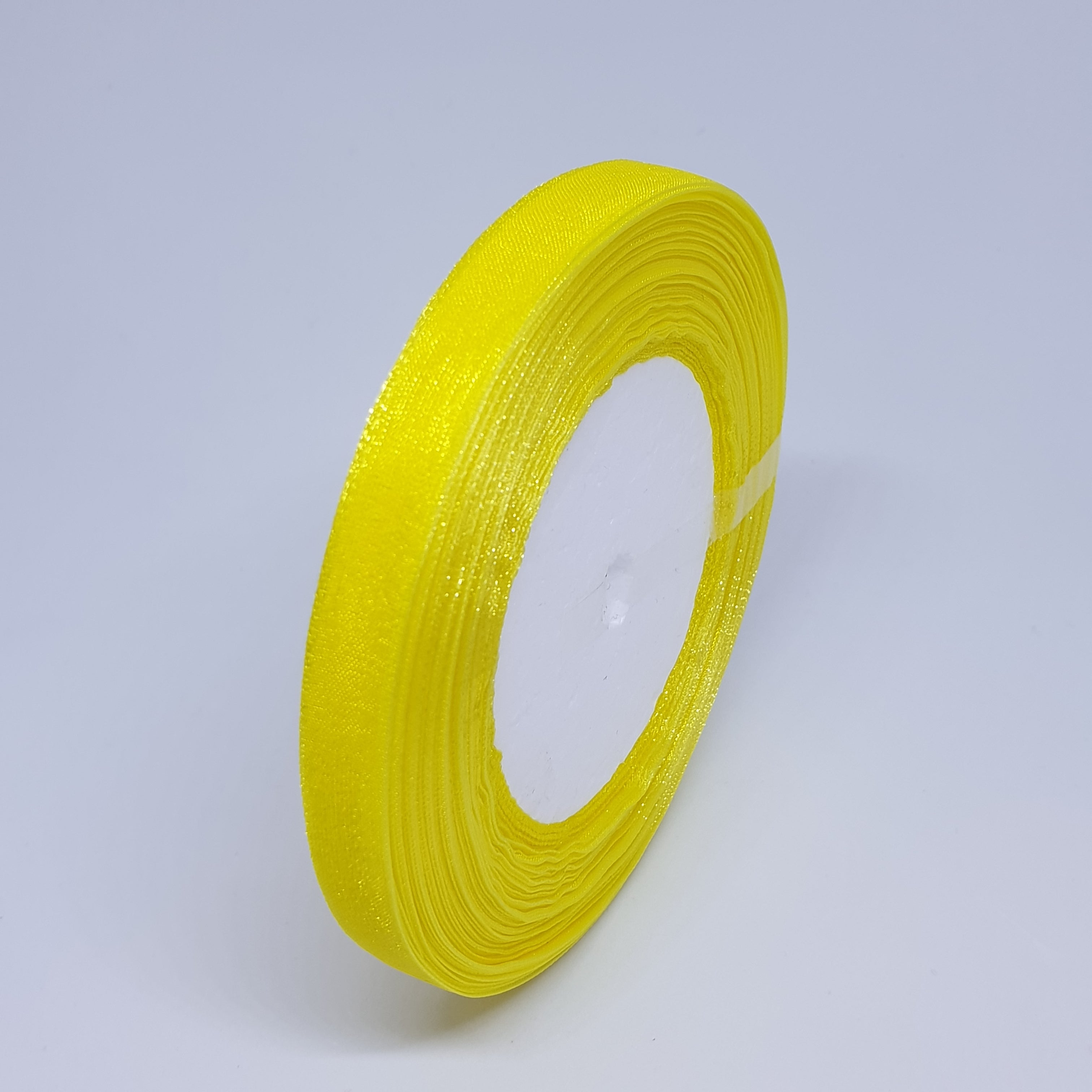 MajorCrafts 10mm 45metres Bright Yellow Sheer Organza Fabric Ribbon Roll R15