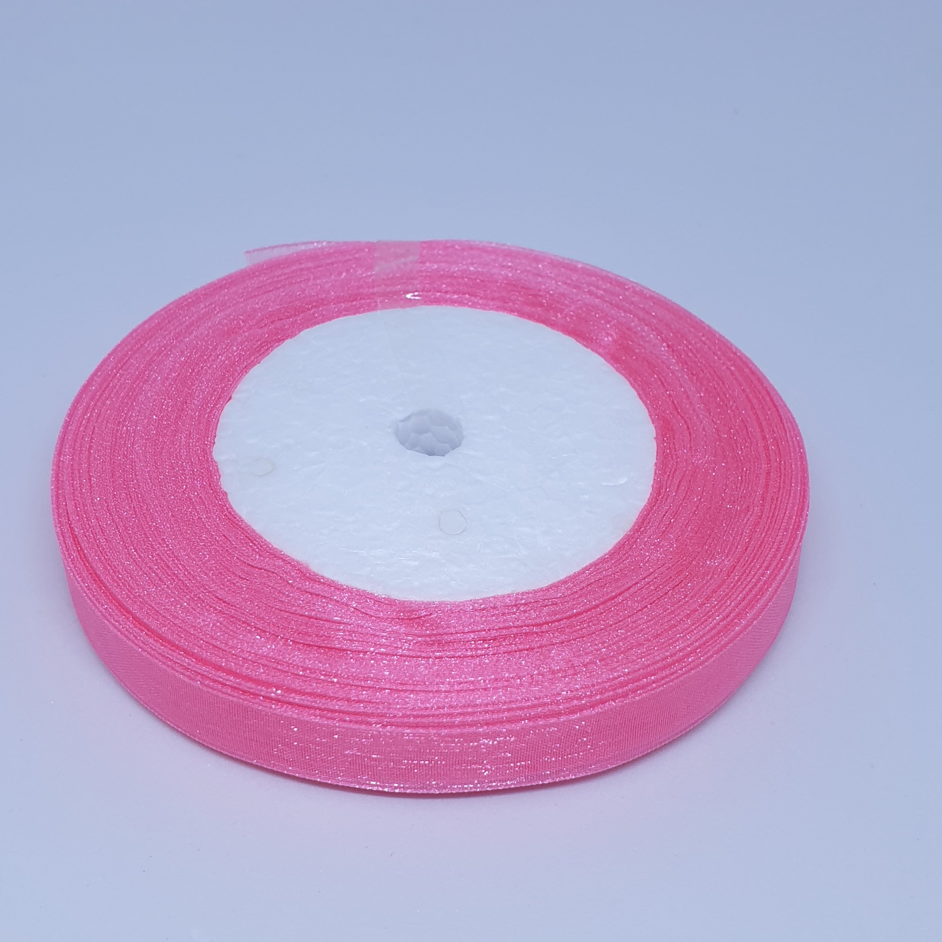MajorCrafts 10mm 45metres Rose Pink Sheer Organza Fabric Ribbon Roll R169