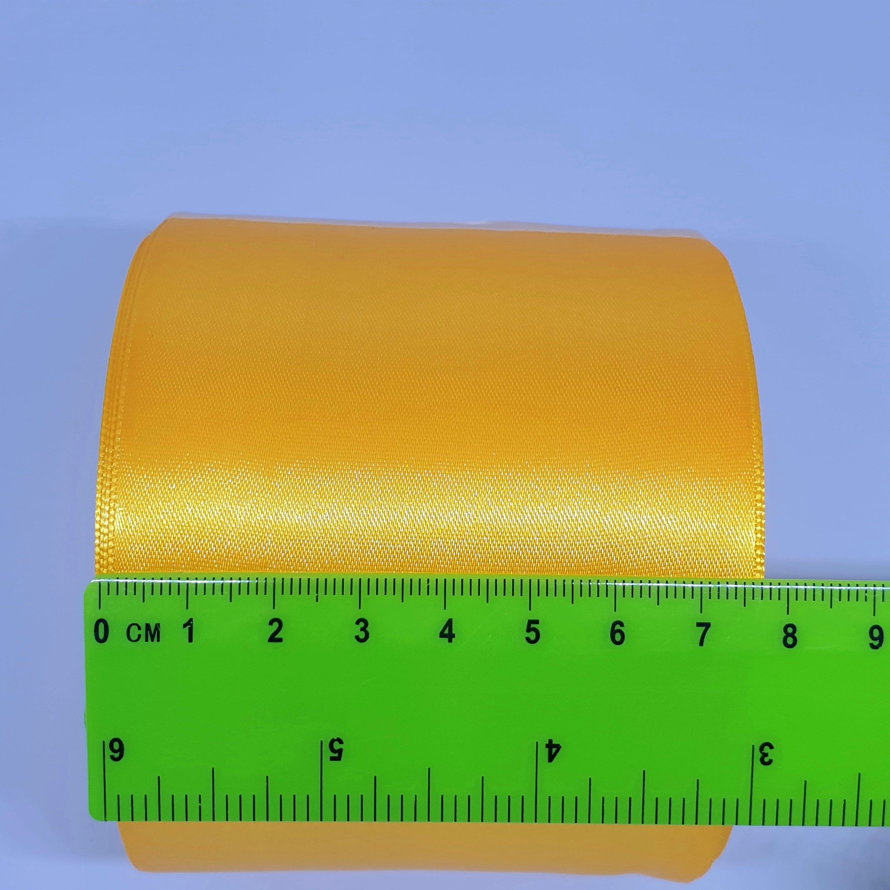 MajorCrafts 75mm 22metres Mustard Yellow Single Sided Satin Fabric Ribbon Roll R16