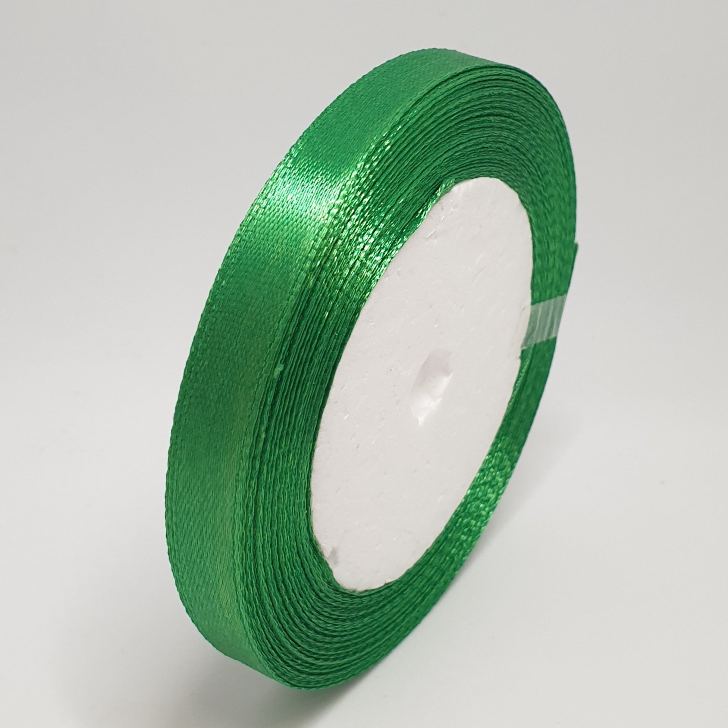 MajorCrafts 10mm 22metres Emerald Green Single Sided Satin Fabric Ribbon Roll R19