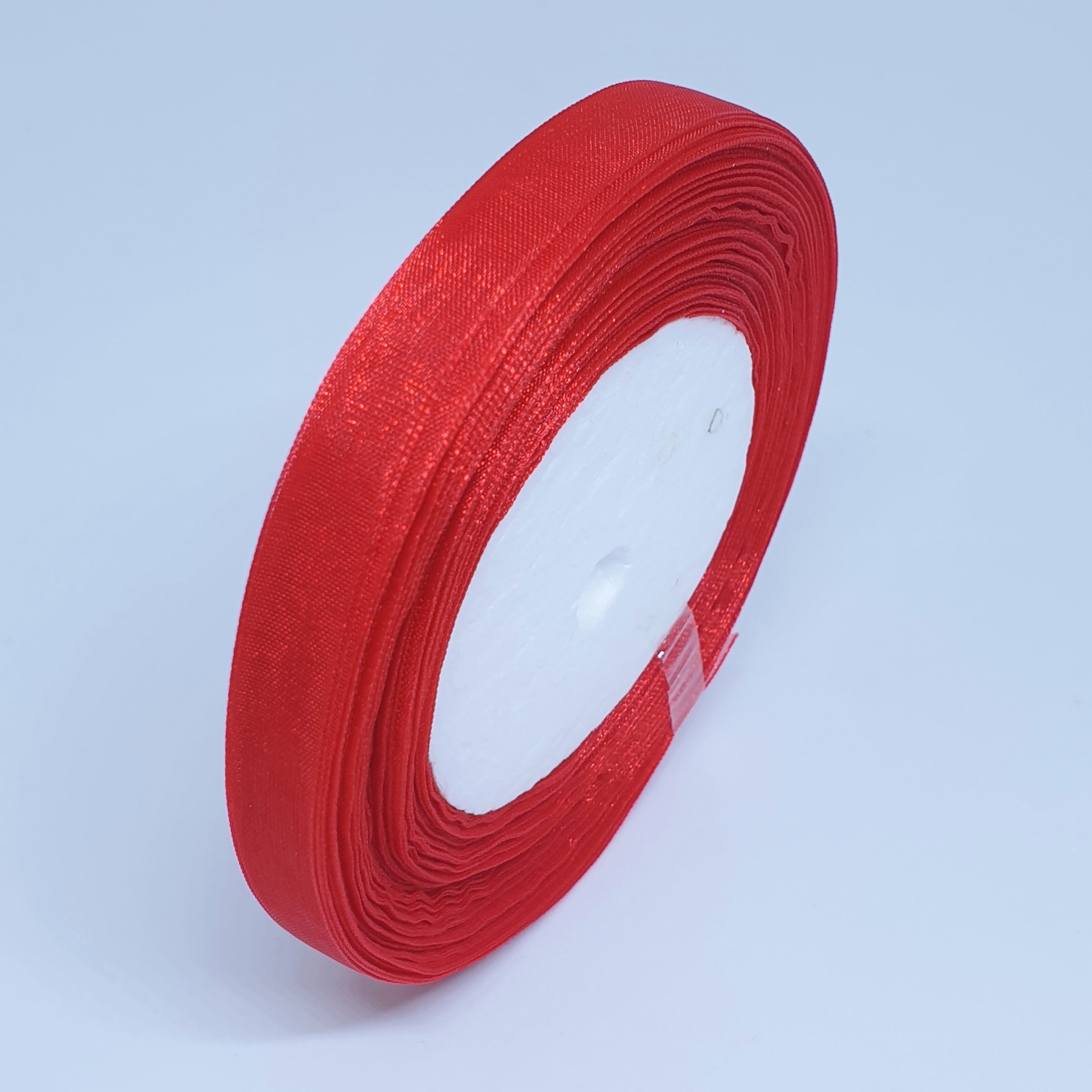 MajorCrafts 10mm 45metres Crimson Red Sheer Organza Fabric Ribbon Roll R26