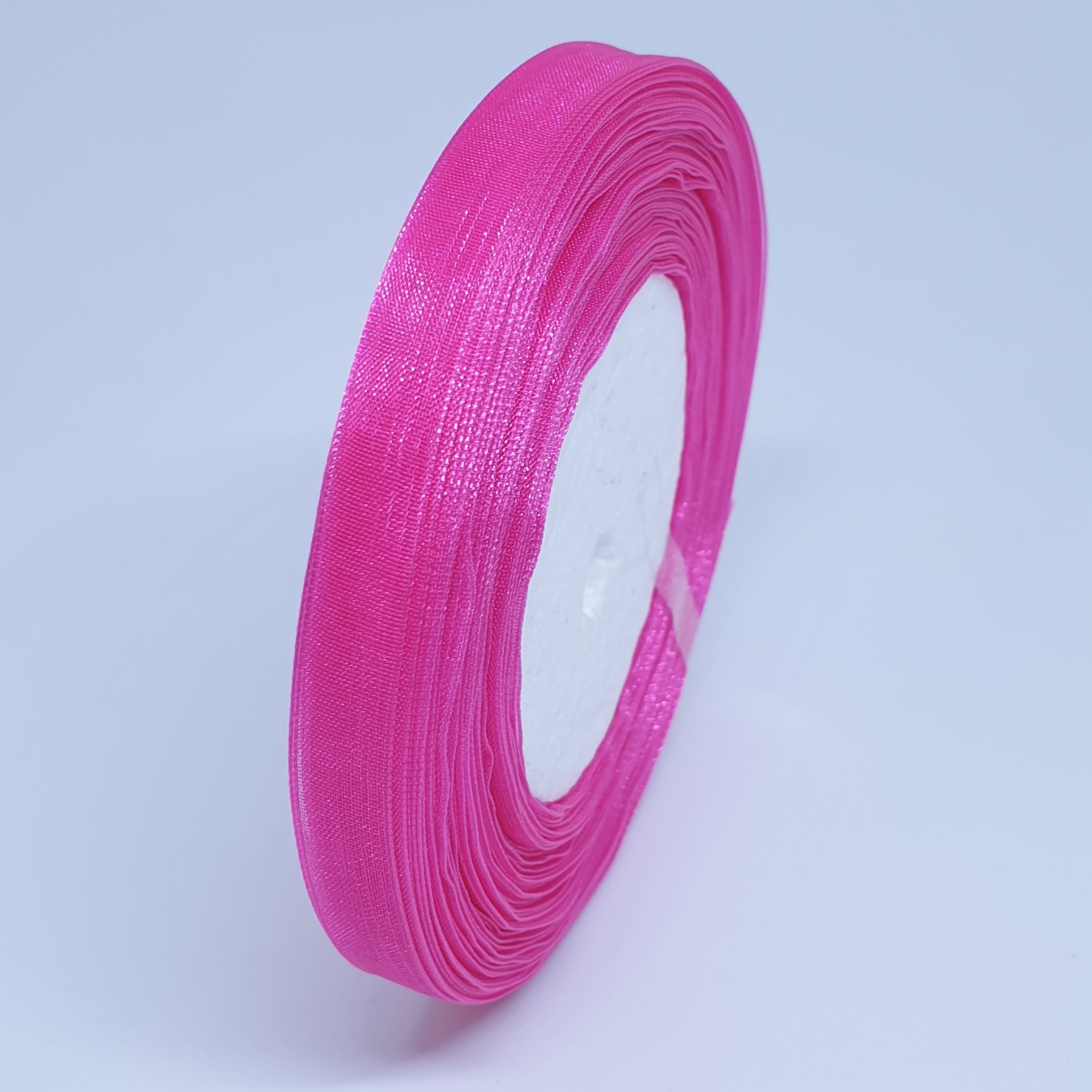 MajorCrafts 10mm 45metres Bright Pink Sheer Organza Fabric Ribbon Roll R27