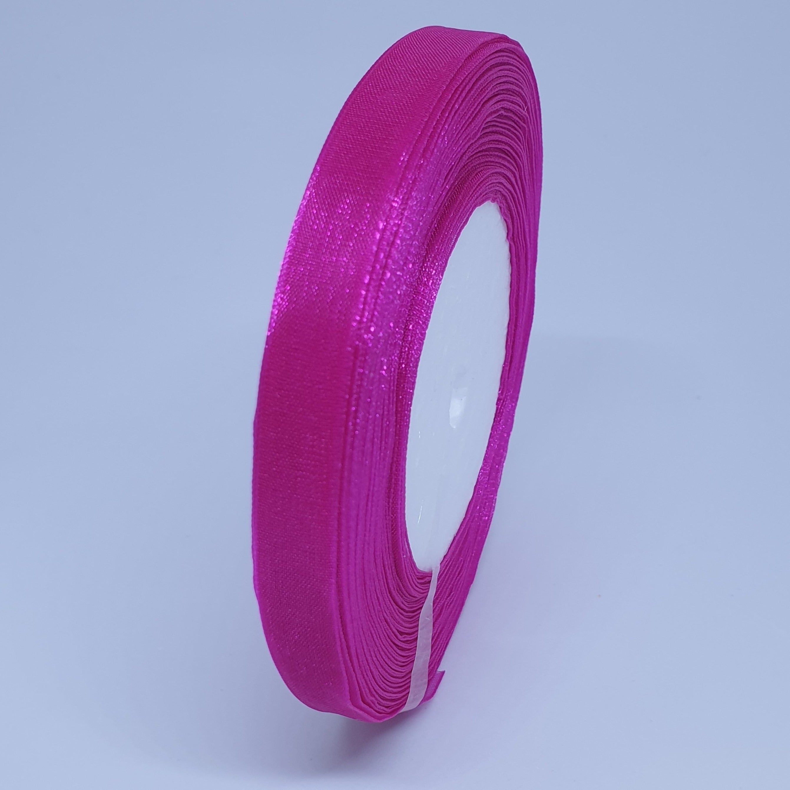 MajorCrafts 10mm 45metres Dark Pink Sheer Organza Fabric Ribbon Roll R28