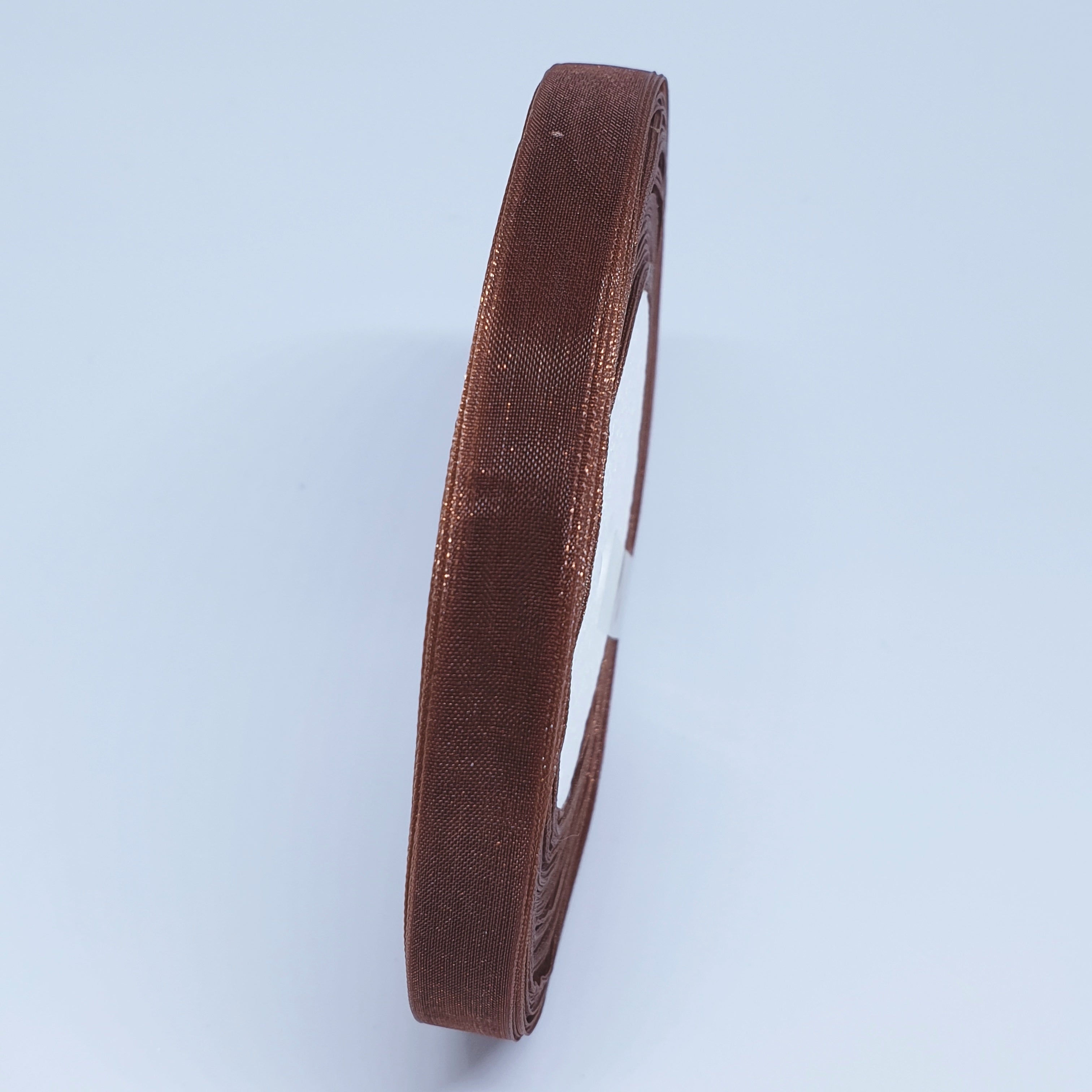 MajorCrafts 10mm 45metres Dark Brown Sheer Organza Fabric Ribbon Roll R32