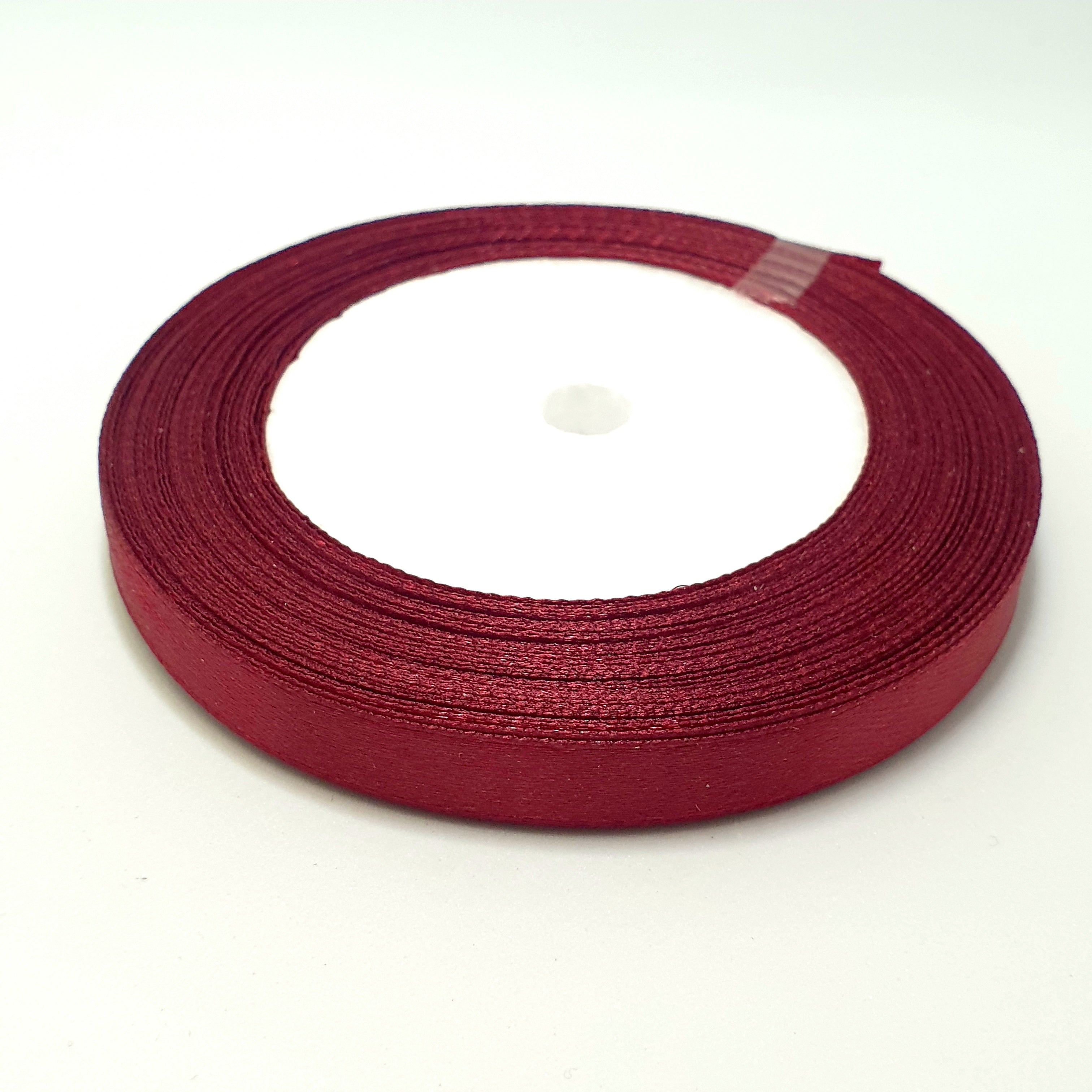 MajorCrafts 10mm 22metres Wine Red Single Sided Satin Fabric Ribbon Roll R48