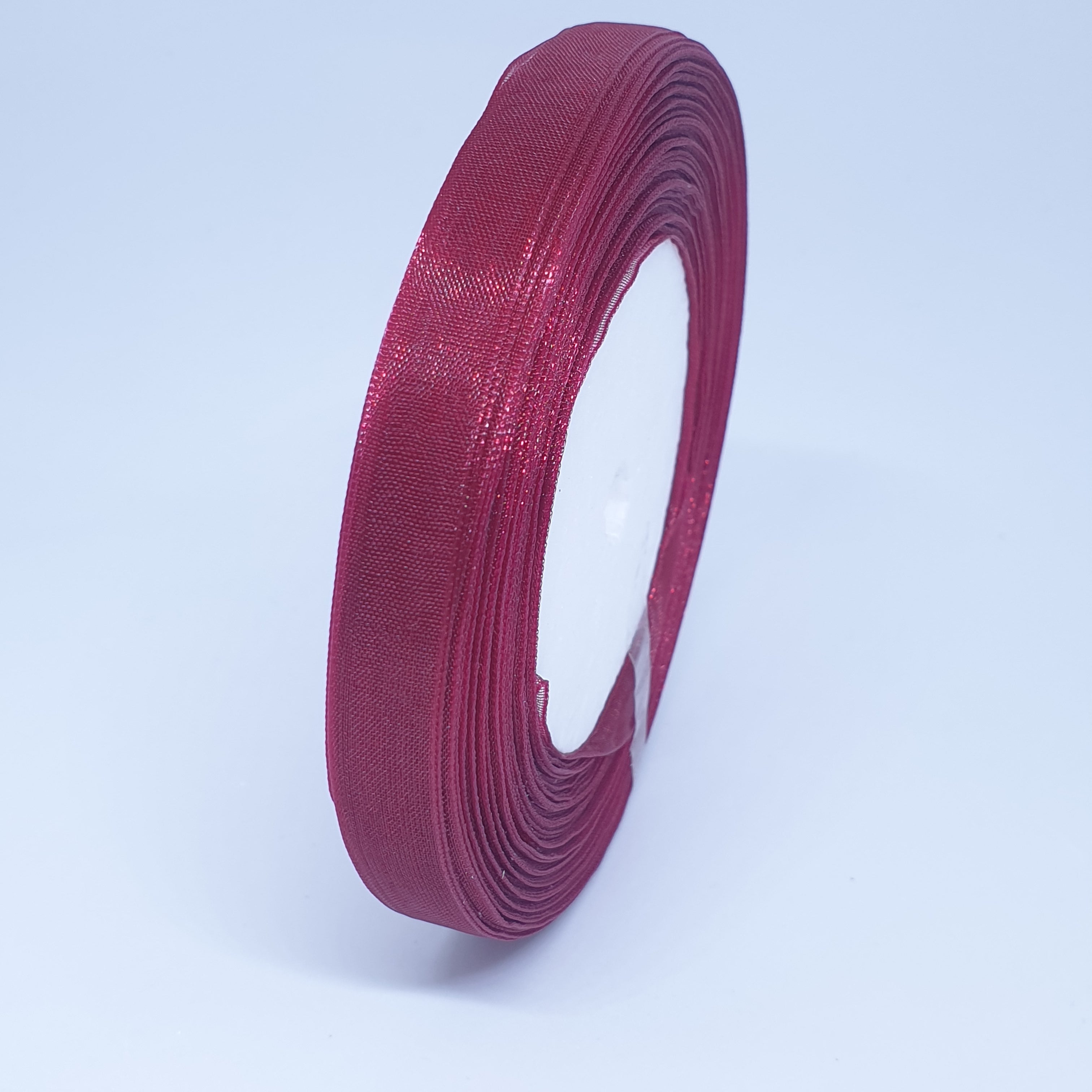 MajorCrafts 10mm 45metres Wine Red Sheer Organza Fabric Ribbon Roll R48