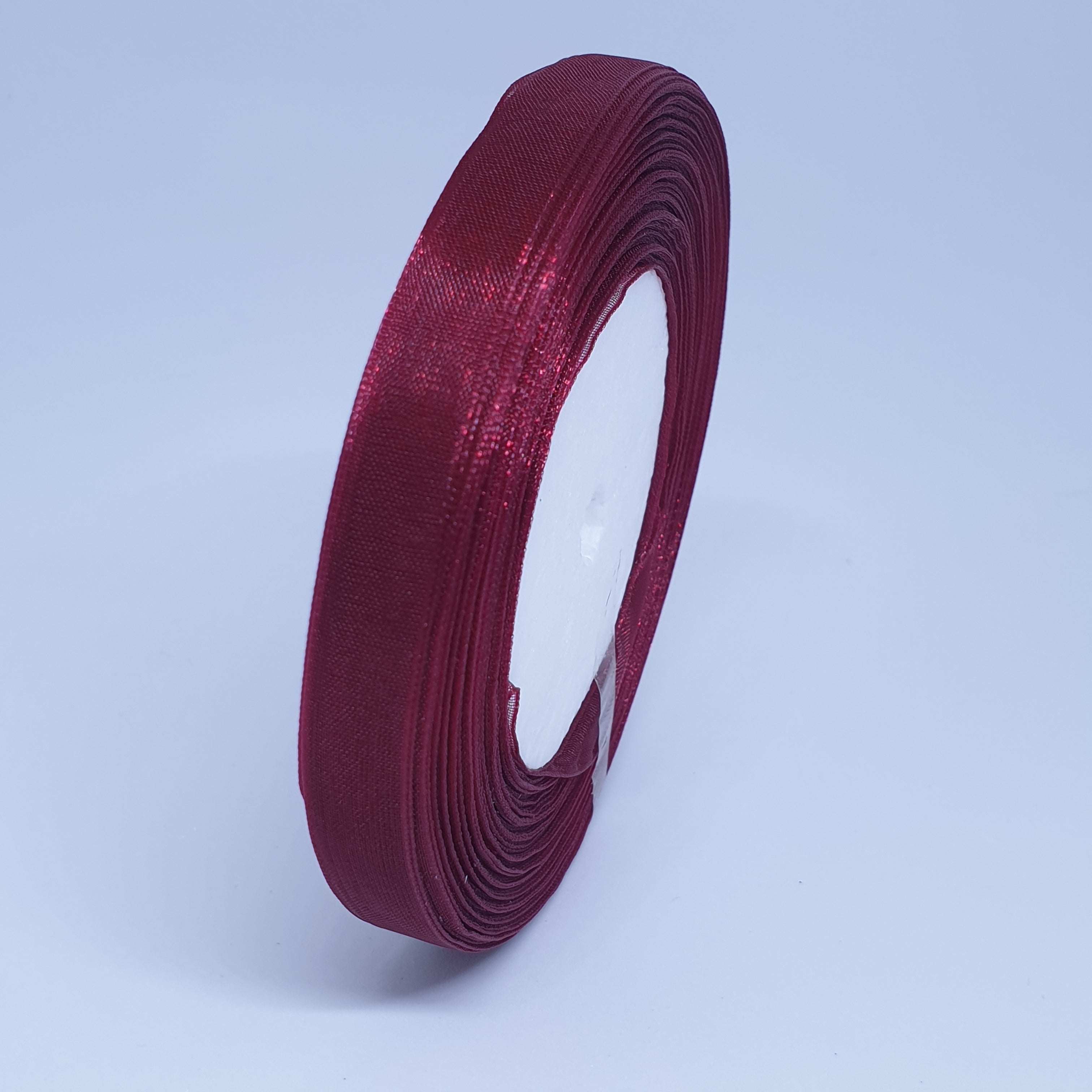 MajorCrafts 10mm 45metres Wine Red Sheer Organza Fabric Ribbon Roll R48