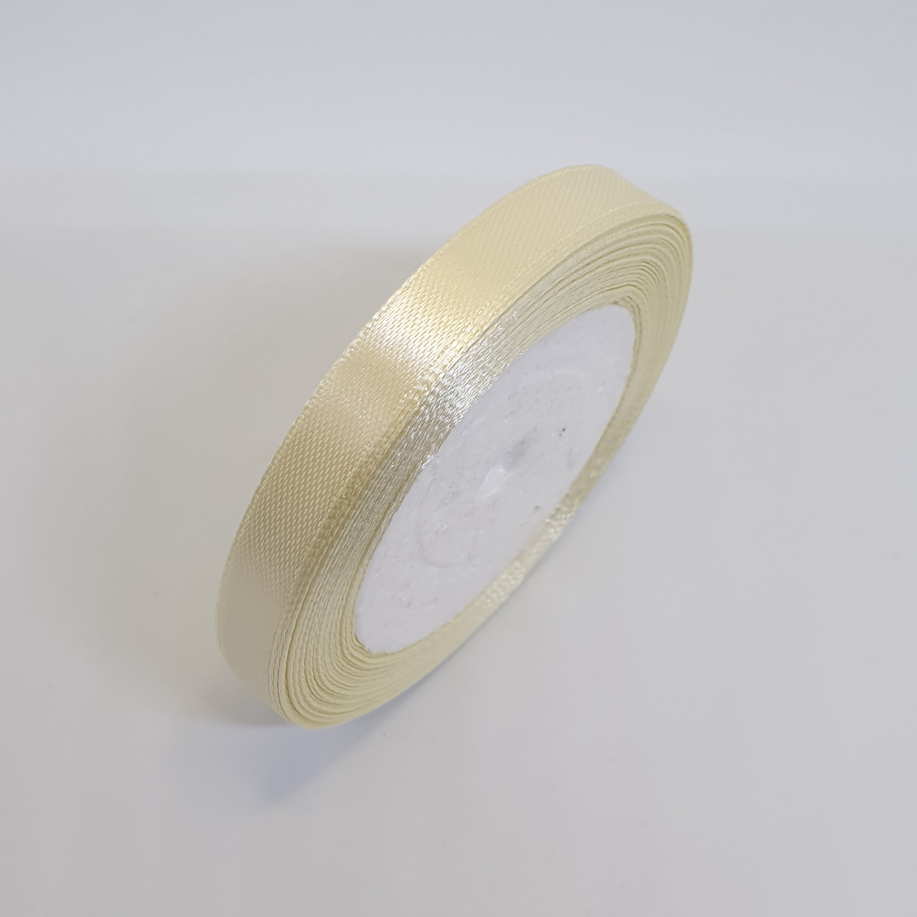 MajorCrafts 10mm 22metres Pale Yellow R50 Single Sided Satin Fabric Ribbon Roll