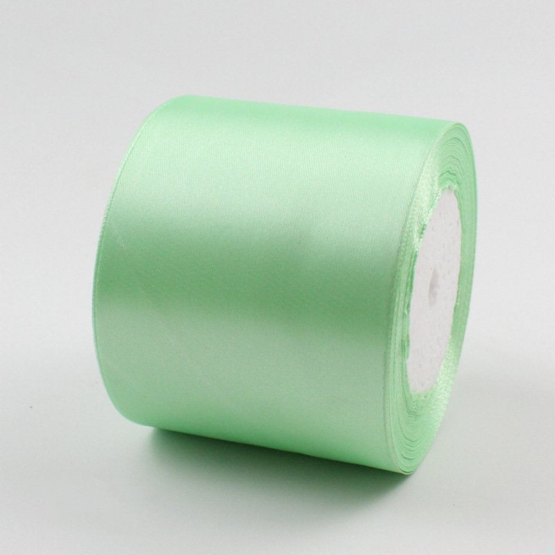 MajorCrafts 75mm wide Pale Green Single Sided Satin Fabric Ribbon Roll R80
