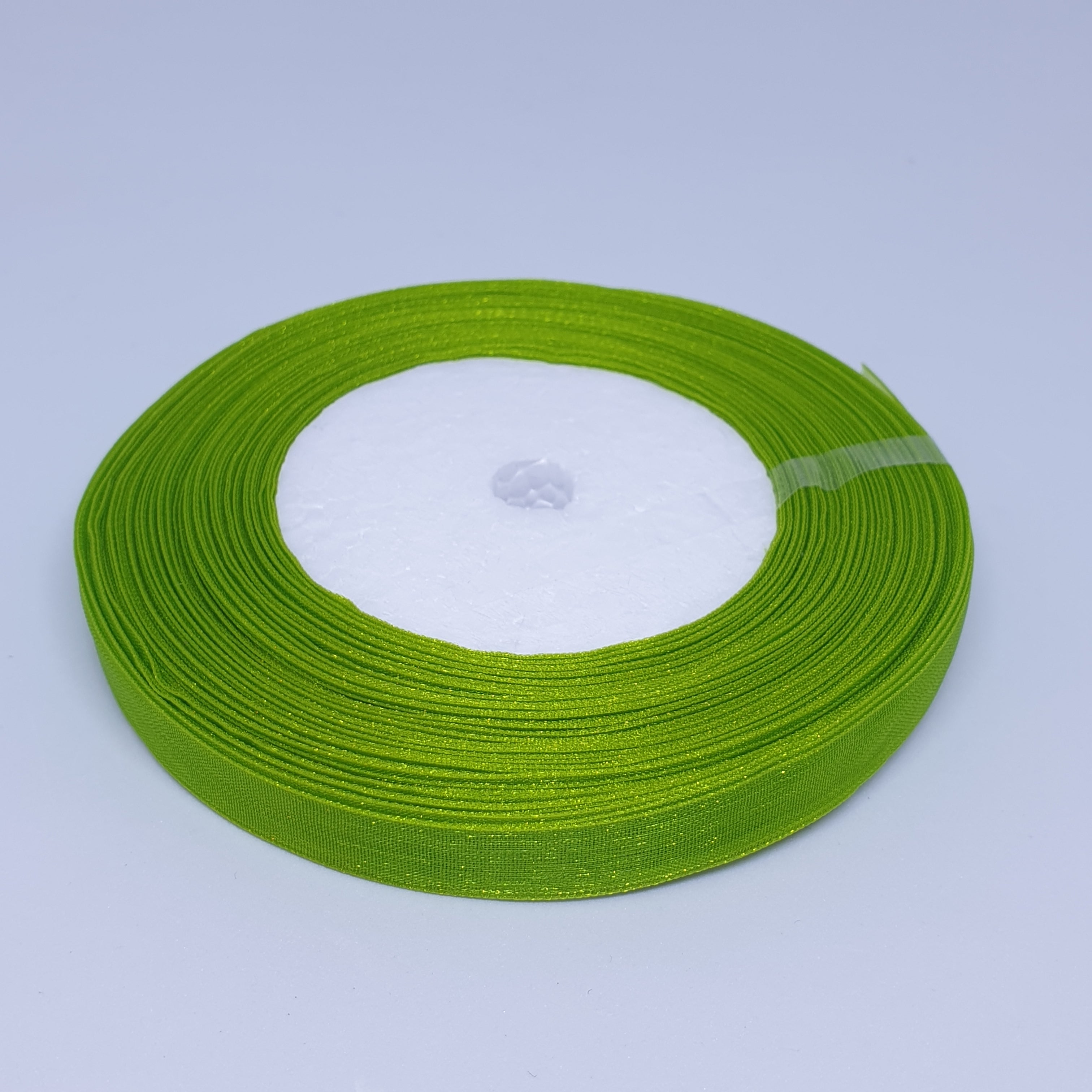 MajorCrafts 10mm 45metres Lime Green Sheer Organza Fabric Ribbon Roll R95